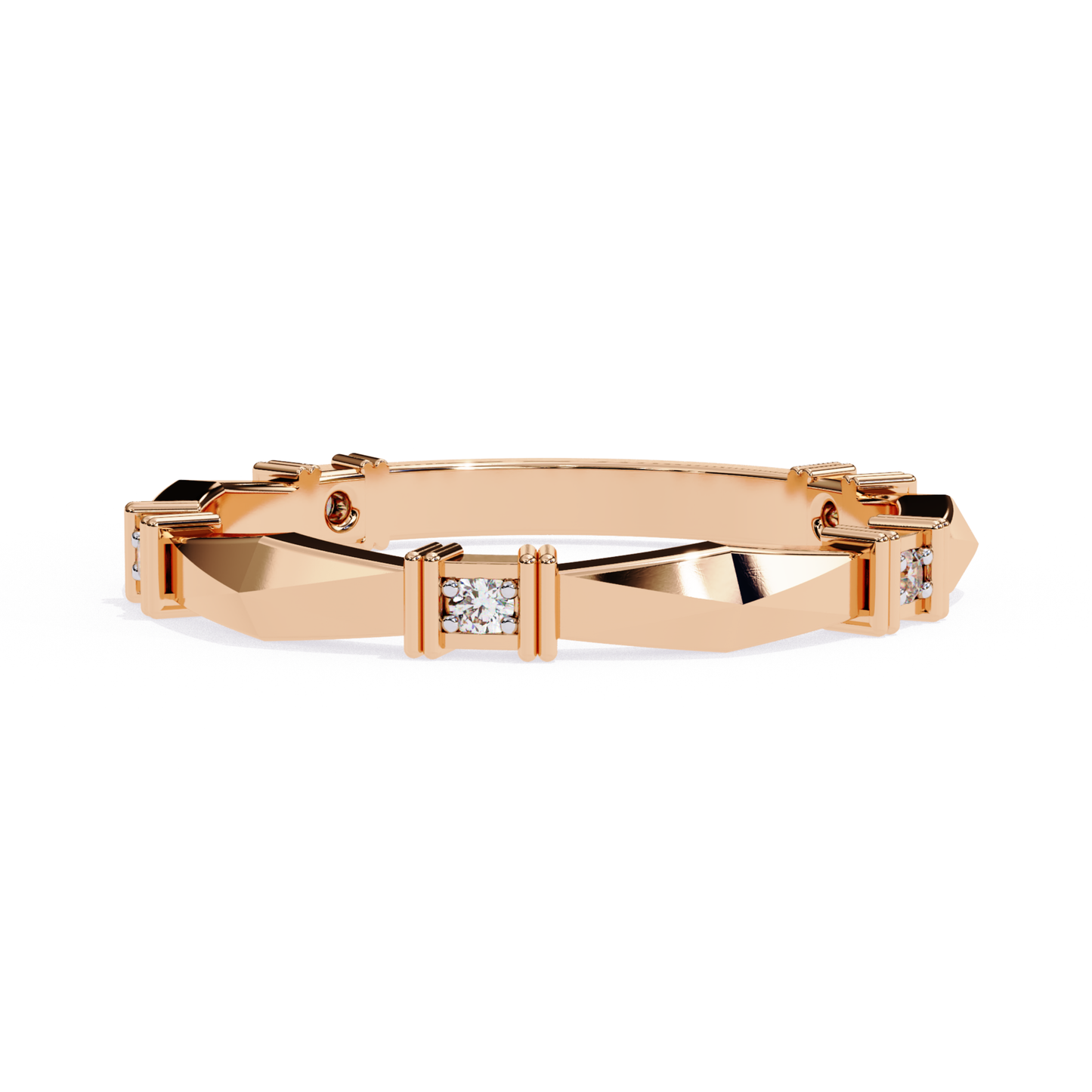 Elegant rose gold ring with diamonds set