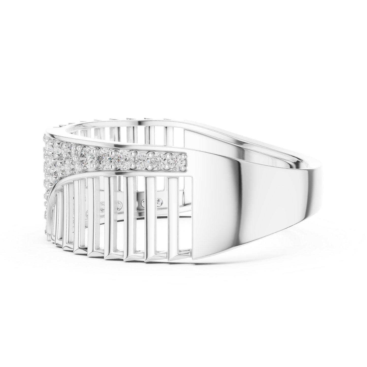 Elegant white gold ring with sparkling round diamonds
Designer white gold diamond ring with modern pattern
Luxury white gold fashion ring for women
Round diamond white gold ring with unique open design
Premium white gold statement ring with diamonds
Contemporary white gold diamond jewelry ring
Stylish white gold ring with pave diamond setting
Fine white gold ring featuring brilliant round diamonds
Trendy white gold diamond ring side profile
Beautiful white gold designer ring with diamond accents
