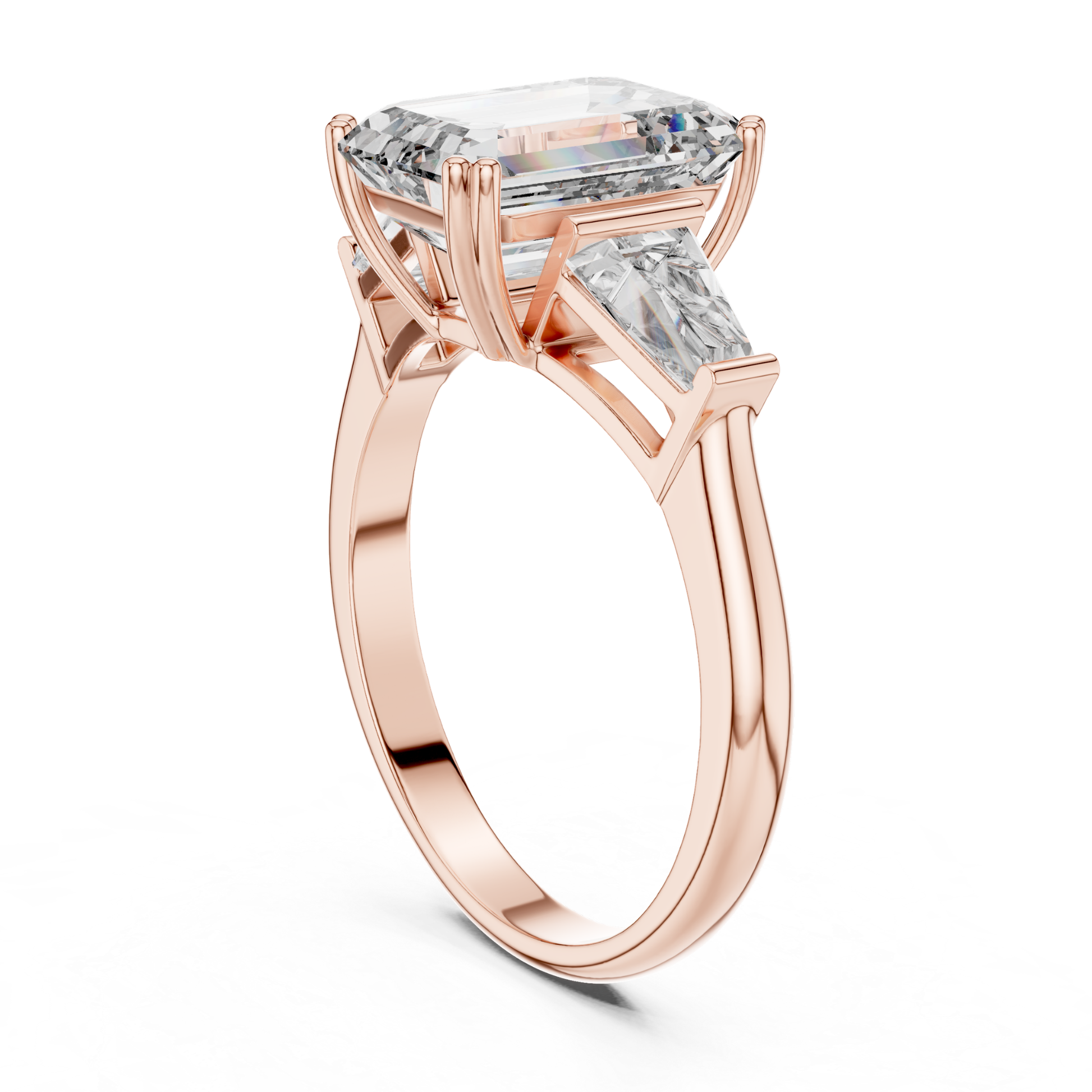 Rear angle emerald cut diamond ring
Rose gold emerald cut baguette diamond ring
Emerald cut diamond with tapered baguette stones
Rear profile three stone diamond ring
Four prong emerald cut diamond ring
Rose gold diamond ring rear angle
Open gallery emerald cut diamond ring
Emerald cut ring with baguette side stones
Rose gold emerald cut ring profile
Cathedral style emerald cut diamond ring
