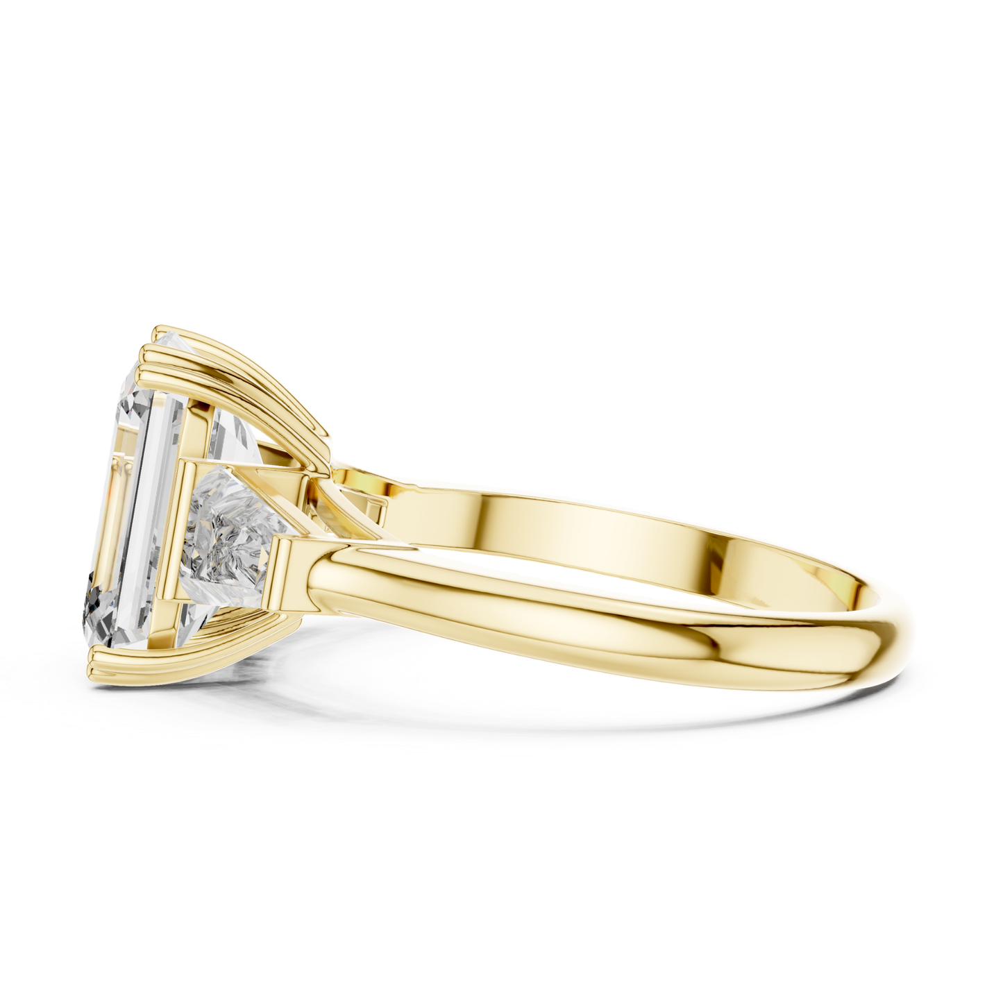Side view emerald cut diamond ring
Yellow gold emerald cut baguette diamond ring
Side profile emerald cut three stone ring
Emerald cut diamond with baguette side stones
Four prong emerald cut diamond ring
Yellow gold diamond ring side angle
Cathedral style emerald cut diamond ring
Emerald cut ring with tapered baguette diamonds
Side view yellow gold diamond ring
Emerald cut diamond ring gallery profile