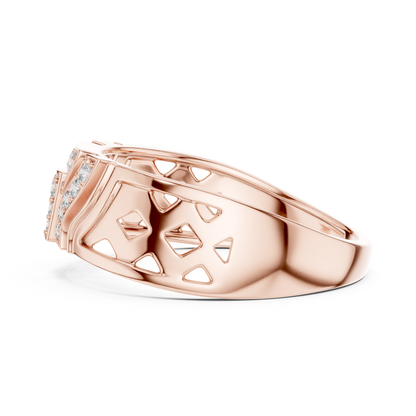 Side profile geometric cutout rose gold band ring
Rose gold band with angular openwork pattern
Modern rose gold ring featuring geometric cutouts
Wide rose gold band with decorative open details
Contemporary rose gold ring with sculpted design
Polished rose gold band showcasing cutout accents
Tapered rose gold ring with geometric pattern
Architectural rose gold band with openwork details
Rose gold ring with angular gallery design
Bold rose gold band with geometric side profile