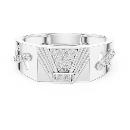 Geometric diamond white gold band ring
White gold ring with diamond cluster center
Diamond white gold band with angular details
Wide white gold ring featuring geometric design
Contemporary white gold band with diamond accents
Textured white gold ring with diamond pattern
Modern white gold band showcasing diamond cluster
Polished white gold ring with geometric centerpiece
Structured white gold band with diamond details
Architectural white gold ring with diamond accents