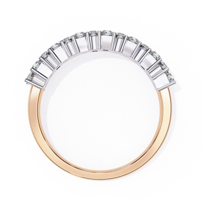 Inside view of diamond band in rose gold