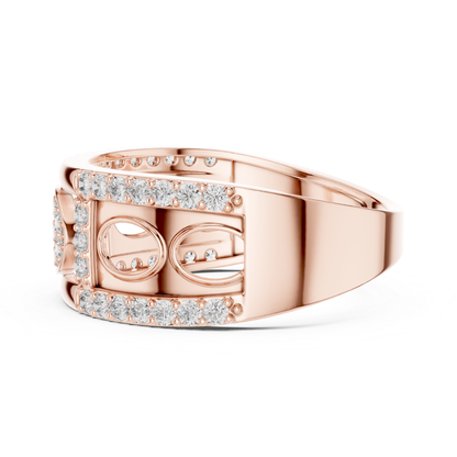 Side view rose gold oval diamond designer ring
Rose gold ring with round diamonds side profile
Luxury rose gold diamond fashion ring side angle
Elegant rose gold pave diamond ring side view
Modern rose gold statement ring with diamonds
Premium rose gold oval motif diamond ring
Fine jewelry rose gold diamond ring profile view
Contemporary rose gold openwork diamond ring
Beautiful rose gold ring with diamond accents
Trendy rose gold diamond ring side perspective