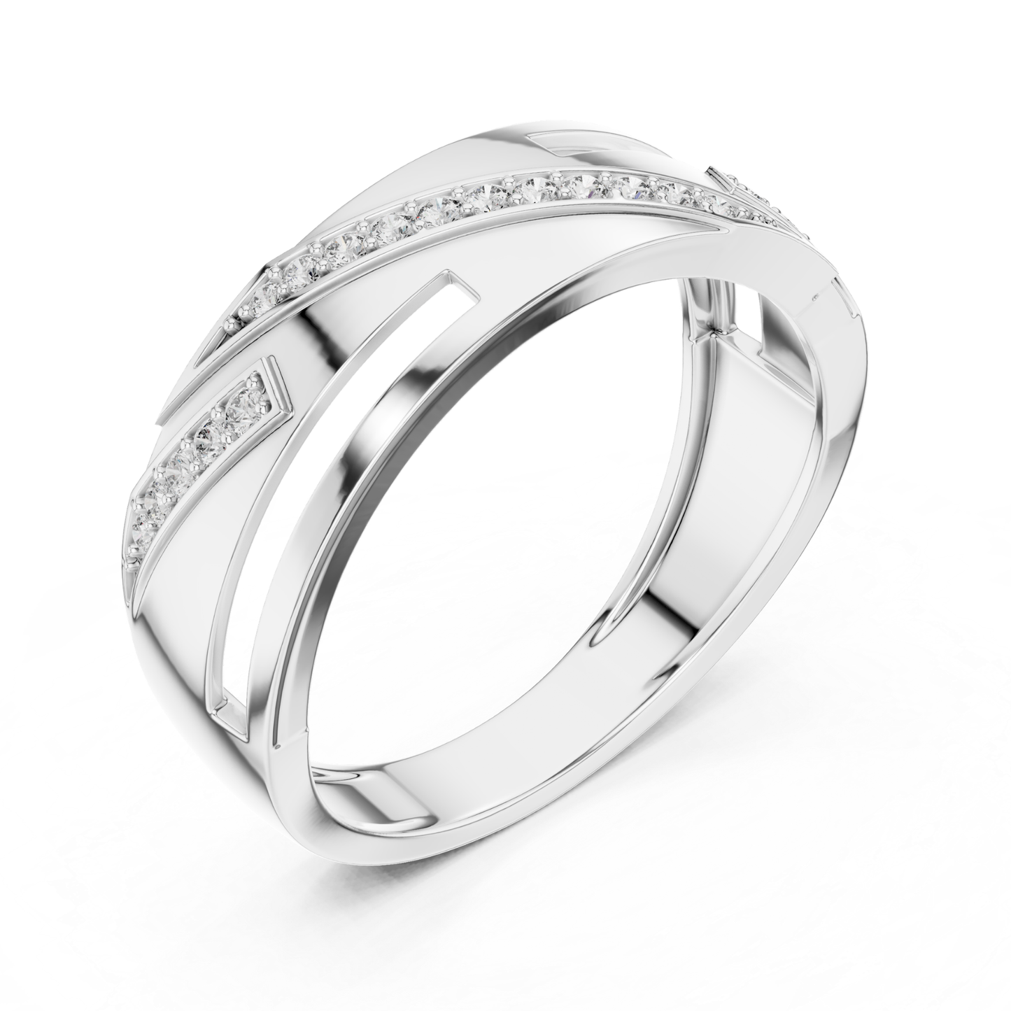 Front angle white gold ring with round diamonds
White gold diamond designer ring with sleek pattern
Luxury white gold fashion ring for women
Elegant white gold ring with pave diamonds
Modern white gold geometric diamond ring
Stylish white gold open design statement ring
Premium white gold round diamond band
Fine jewelry white gold contemporary ring
Beautiful white gold ring with diamond accents
Trendy white gold diamond ring front perspective