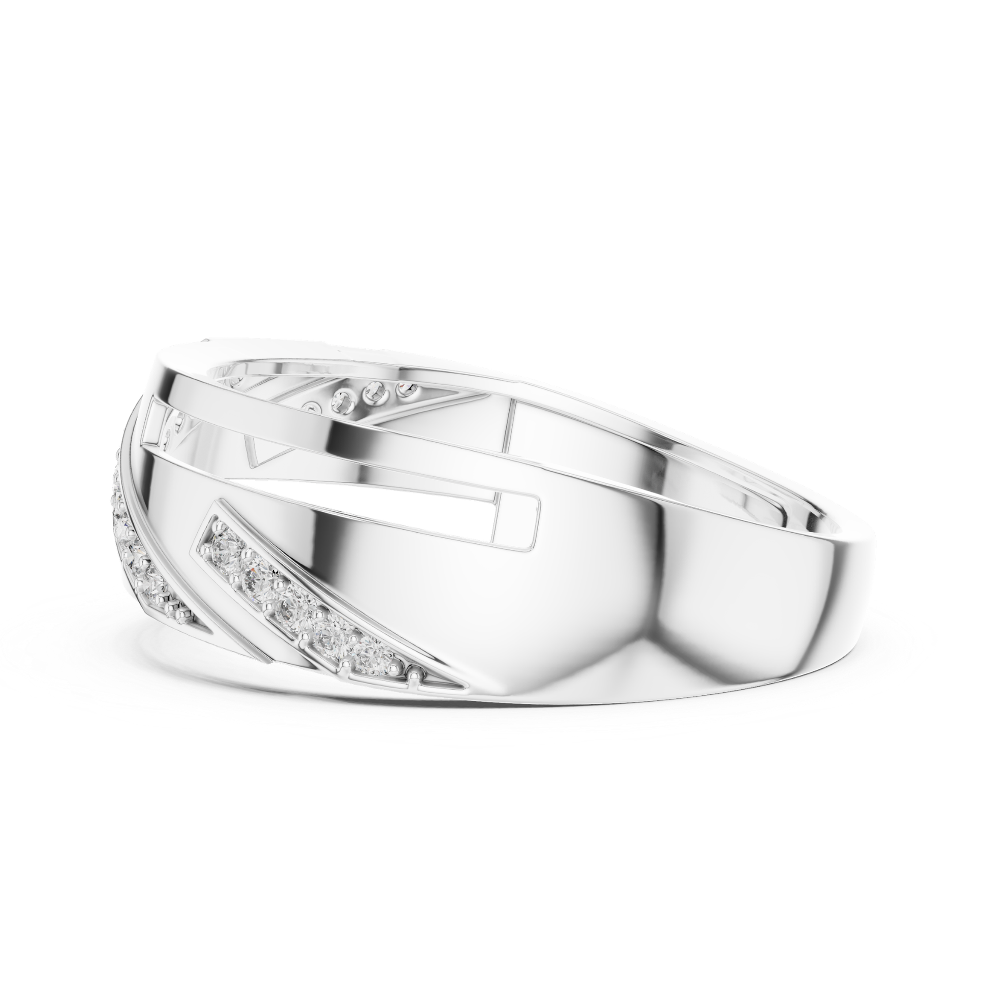 Side profile white gold ring with round diamonds
White gold diamond ring side view for women
Luxury white gold open style diamond ring
Elegant white gold geometric ring side angle
Modern white gold fashion ring with diamonds
Stylish white gold statement ring side perspective
Premium white gold diamond band side profile
Fine jewelry white gold pave diamond ring
Contemporary white gold ring with sleek design
Beautiful white gold diamond ring side detail