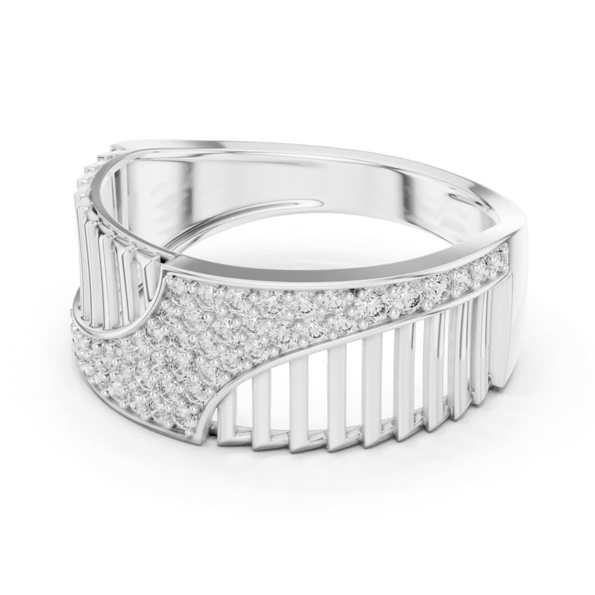 Side view white gold round diamond designer ring
White gold diamond ring side profile design
Luxury white gold ring with round diamonds side view
Elegant white gold pave diamond ring side angle
Modern white gold statement ring with round diamonds
Designer white gold ring side view with diamonds
Unique white gold fashion ring with diamond detailing
Premium white gold round diamond ring profile view
Stylish white gold diamond ring with open design
Fine jewelry white gold diamond ring side view