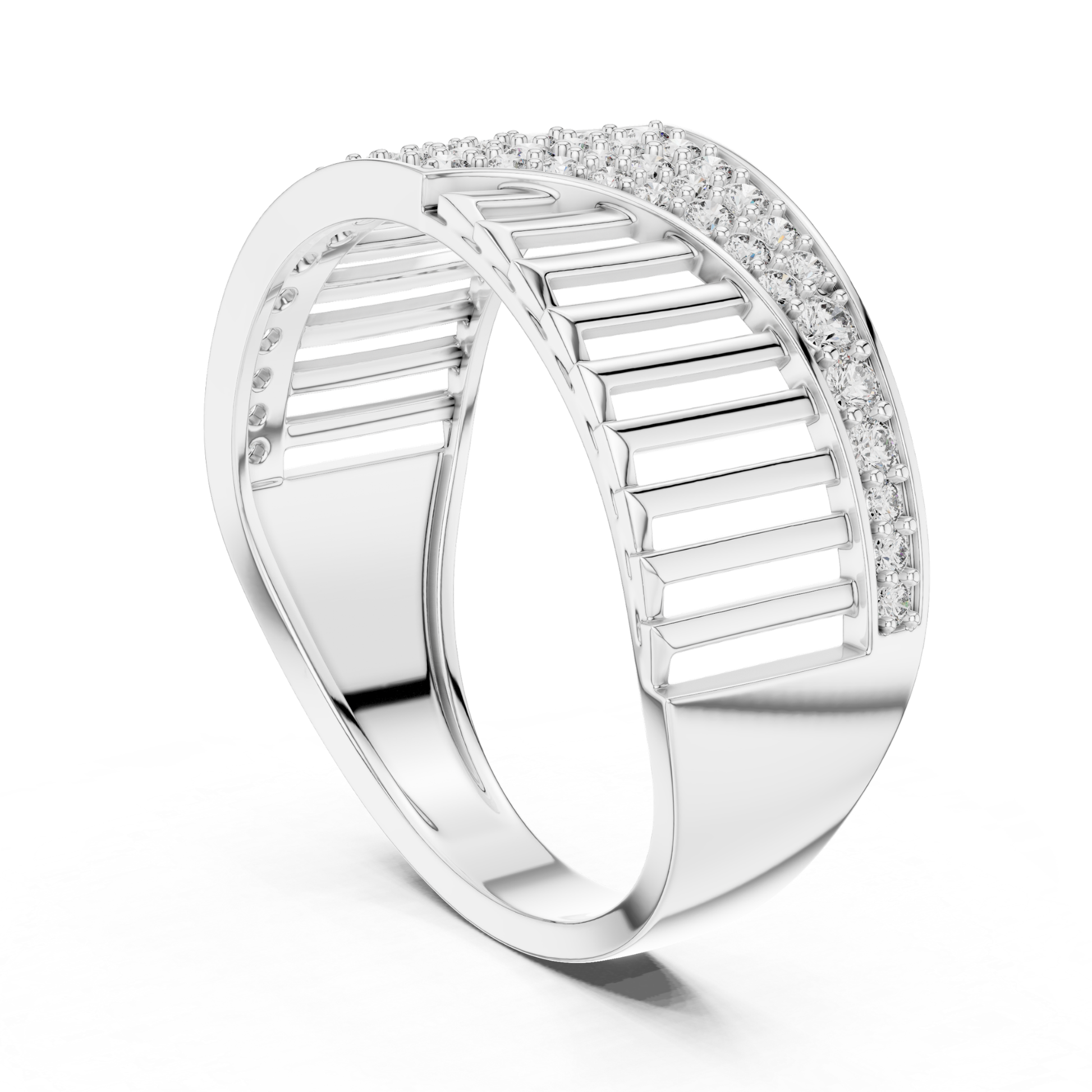 White gold open band ring with round diamonds
Luxury white gold diamond ring with modern design
Elegant white gold pave diamond fashion ring
Stylish white gold crossover ring for women
Premium white gold statement ring with diamonds
Contemporary white gold ring with open pattern
Fine jewelry white gold round diamond ring
Designer white gold ring with sparkling diamonds
Trendy white gold open style diamond ring
Beautiful white gold ring with diamond accents