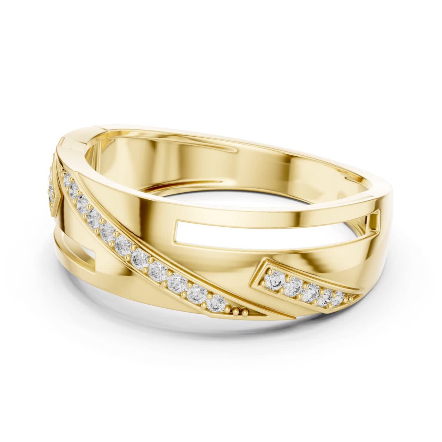 Side view yellow gold ring with round diamonds
Yellow gold diamond ring side angle design
Luxury yellow gold open band ring side profile
Elegant yellow gold diamond ring side perspective
Modern yellow gold fashion ring side view
Stylish yellow gold geometric ring with diamonds
Premium yellow gold statement ring side design
Fine jewelry yellow gold diamond ring profile
Contemporary yellow gold ring with pave diamonds
Beautiful yellow gold diamond ring side detail