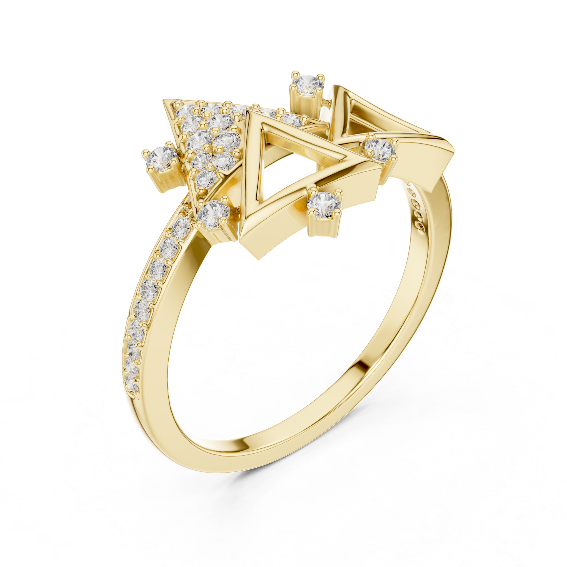 Yellow gold triangle diamond ring for women
Elegant yellow gold ring with round diamonds
Luxury triangle diamond ring in yellow gold
Womens yellow gold diamond fashion ring
Designer triangle ring with sparkling diamonds
Premium yellow gold geometric diamond ring
Stylish yellow gold triangle ring design
Fine jewelry triangle ring with round diamonds
Glamorous yellow gold diamond statement ring
Yellow gold ring with modern triangle design