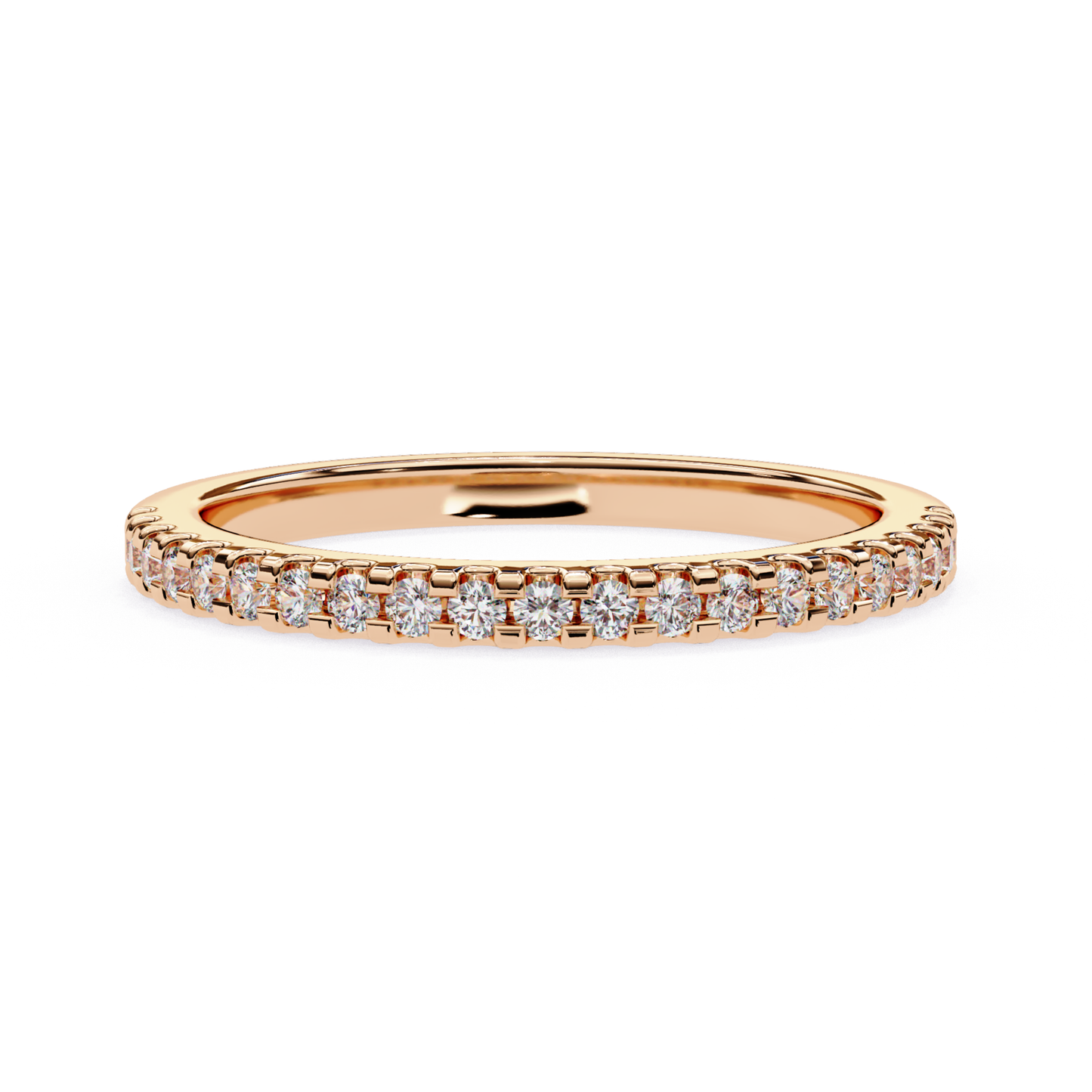 Diamond band with micro prong setting in rose gold