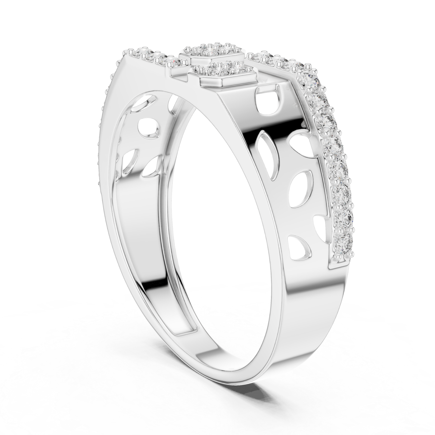 Rear angled diamond border white gold ring
Open gallery white gold ring with diamond edge
Diamond lined white gold band with cutout details
White gold ring featuring geometric openwork design
Architectural white gold band with diamond border
Wide white gold ring with open gallery pattern
Diamond accented white gold ring from rear angle
Structured white gold band with decorative cutouts
Contemporary white gold ring with diamond border detailing
Openwork white gold statement ring with diamonds