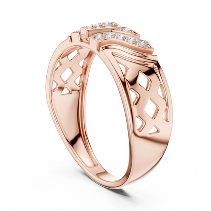 Open gallery diamond rose gold ring
Rose gold ring with geometric cutout details
Diamond rose gold band from rear angle
Contemporary rose gold ring with openwork pattern
Wide rose gold band featuring diamond accents
Sculpted rose gold ring with geometric openings
Modern rose gold band with decorative cutouts
Polished rose gold ring showcasing open gallery design
Architectural rose gold band with diamond details
Tapered rose gold ring with geometric pattern