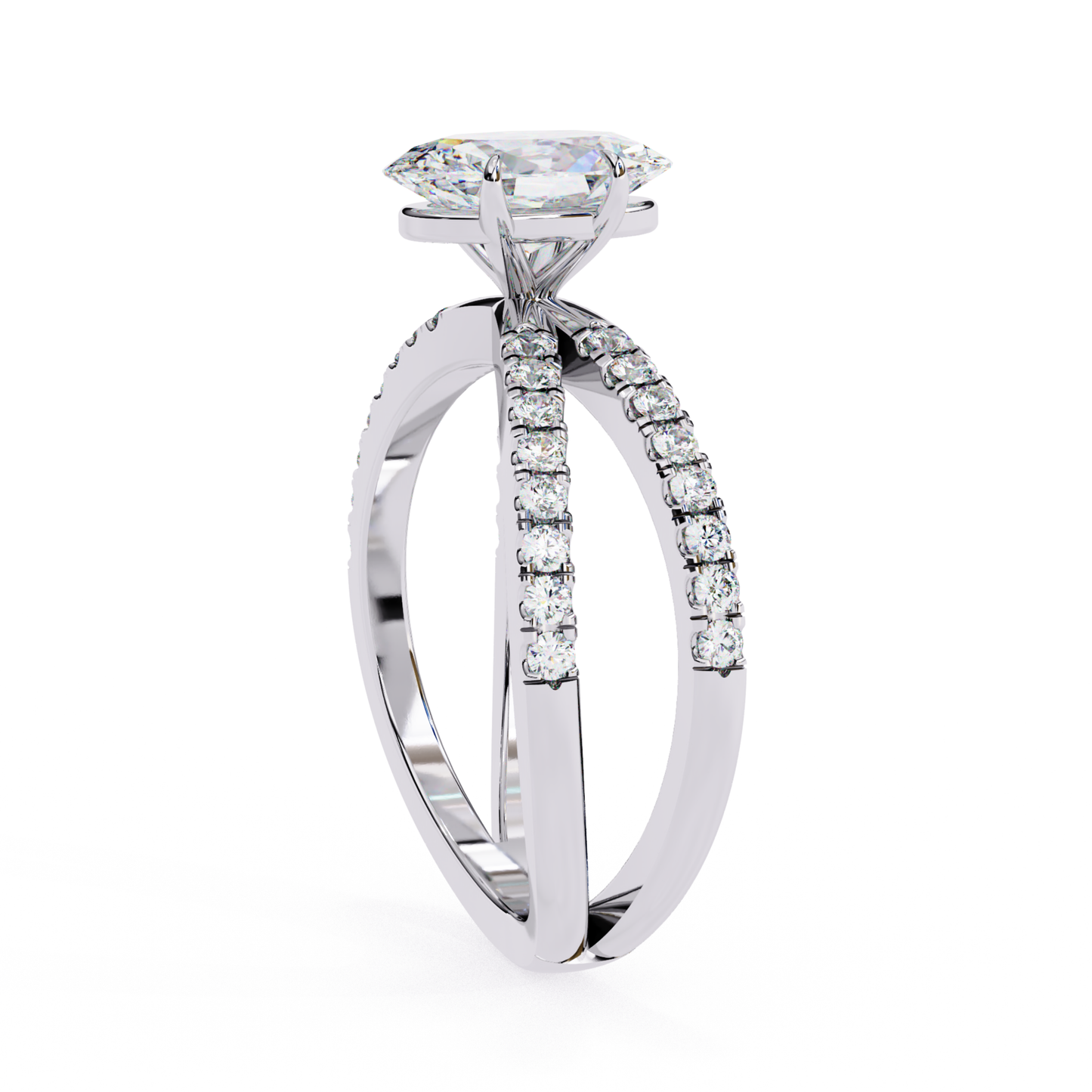 Oval diamond ring side profile
White gold oval diamond ring
Oval center diamond engagement ring
Diamond ring with split band design
Oval diamond ring with accent stones
Fine jewelry oval diamond ring
Bridal oval diamond ring profile
Oval diamond ring studio view
Classic oval diamond ring style
Premium oval diamond engagement ring