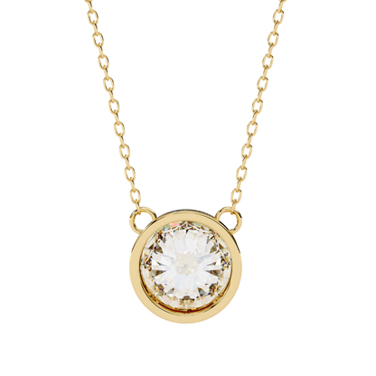 Bezel Elegance Lab Grown Diamond Pendant with Chain | Luxury Fine Jewelry
