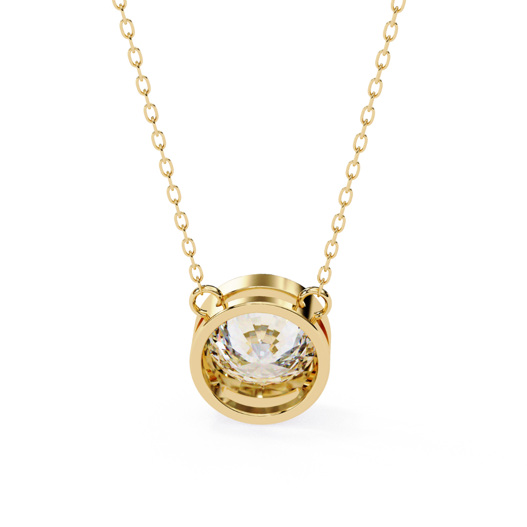 Bezel Elegance Lab Grown Diamond Pendant with Chain | Luxury Fine Jewelry
