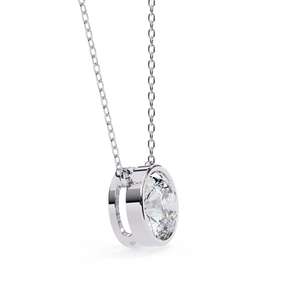 Bezel Elegance Lab Grown Diamond Pendant with Chain | Luxury Fine Jewelry