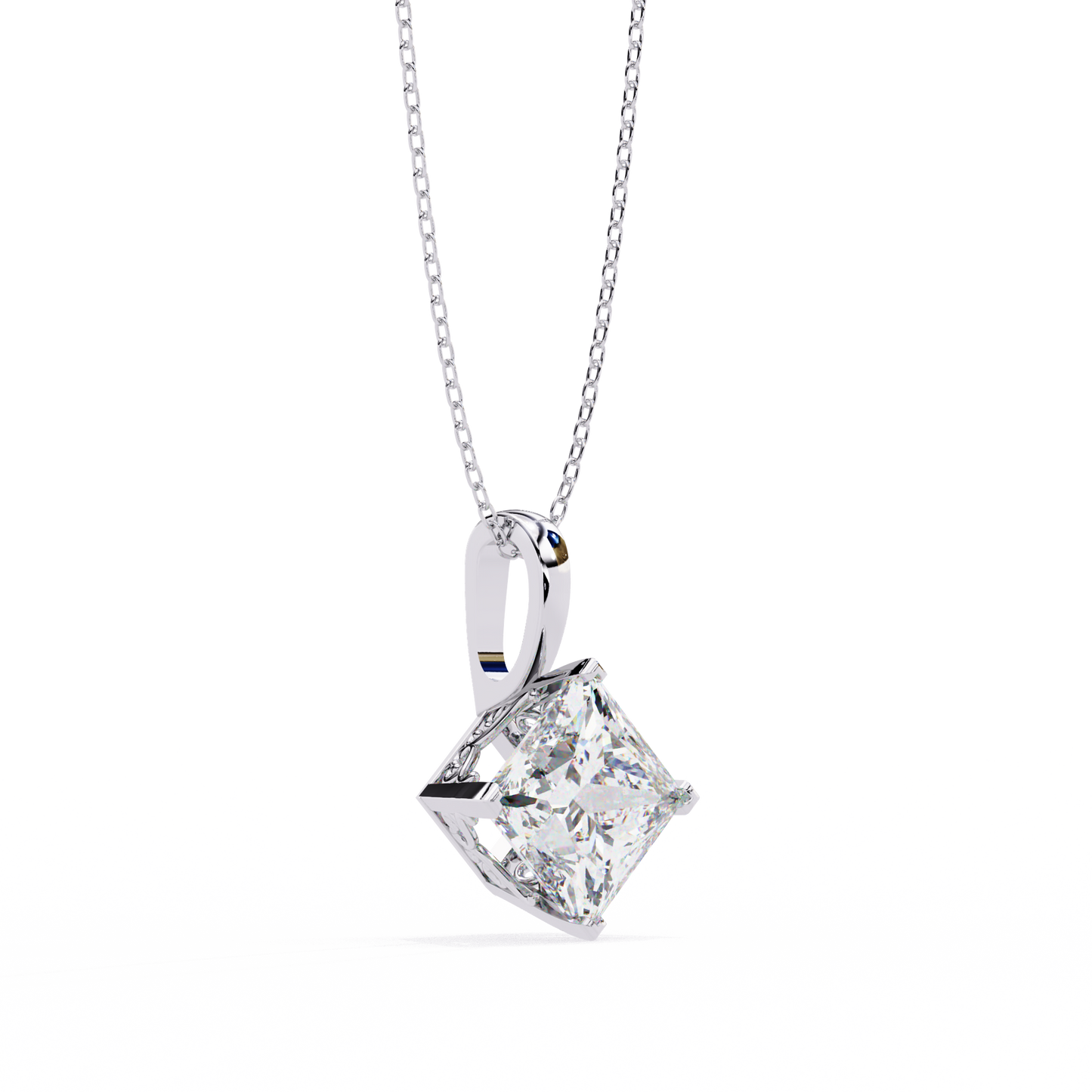 Shimmering Diamond Square Pendant