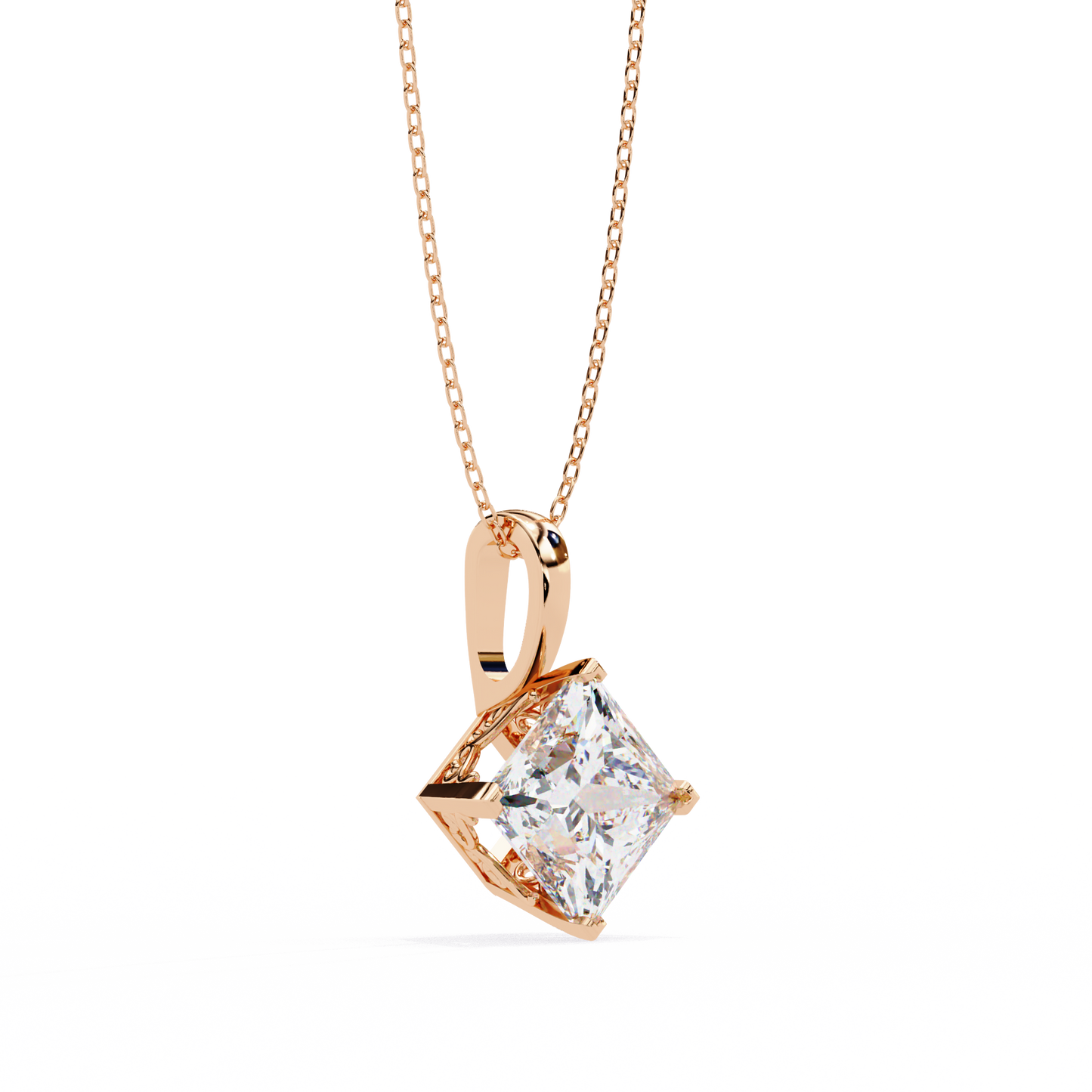 Shimmering Diamond Square Pendant