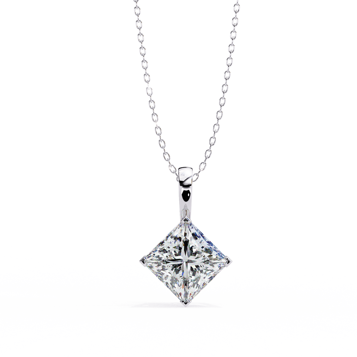 Shimmering Diamond Square Pendant