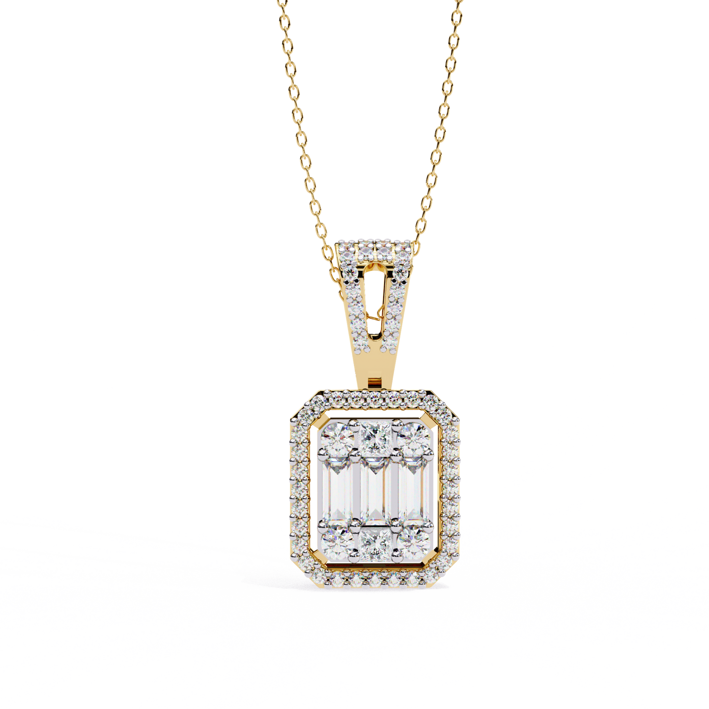 Diamond Radiant Halo Pendant