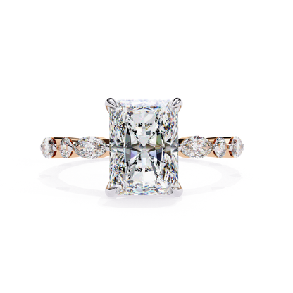 Radiant diamond rose gold ring
Rose gold ring with radiant diamond
Radiant center diamond rose gold band
Radiant cut diamond ring front view
Rose gold radiant diamond setting
Radiant diamond ring with side stones
Rose gold band radiant diamond
Radiant diamond ring close view
Rose gold radiant center ring
Radiant cut diamond rose gold ring