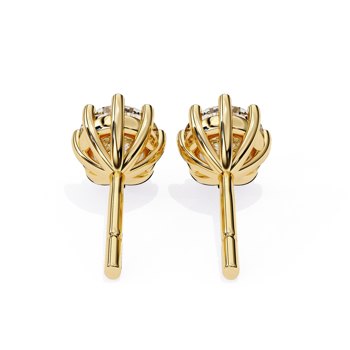 Exquisite rose gold solitaire diamond studs, perfect for any occasion.