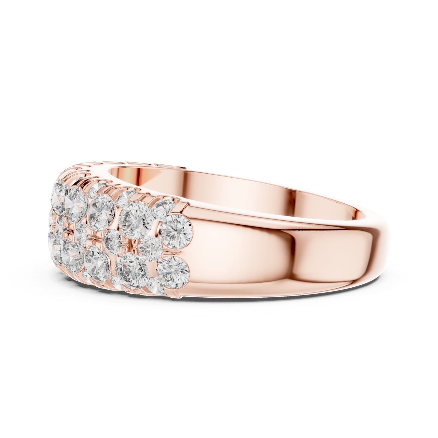 Angled view rose gold multi row diamond band ring
Rose gold round diamond band ring side perspective
Rose gold statement diamond ring angled profile view
Wide rose gold diamond band with round stones
Rose gold layered diamond ring with angled design
Rose gold Pave diamond band ring angled view
Luxury rose gold multi diamond anniversary band
Side perspective rose gold round diamond ring
Bold rose gold wide band with brilliant diamonds
Rose gold multi row diamond ring side angle profile