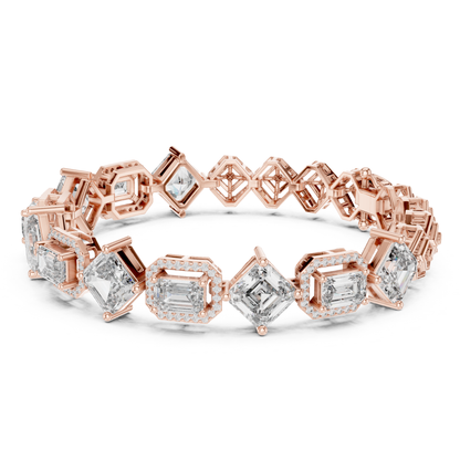 Rose gold Asscher and emerald cut halo diamond tennis bracelet
Luxury mixed shape diamond bracelet in rose gold
Fancy cut diamond tennis bracelet with halo setting
Rose gold geometric diamond bracelet for women
Elegant Asscher cut diamond bracelet jewelry
Emerald cut halo diamond bracelet in rose gold
Designer multi shape diamond tennis bracelet
Fine jewelry bracelet with fancy cut diamonds
Statement rose gold diamond bracelet design
Premium halo diamond tennis bracelet in gold