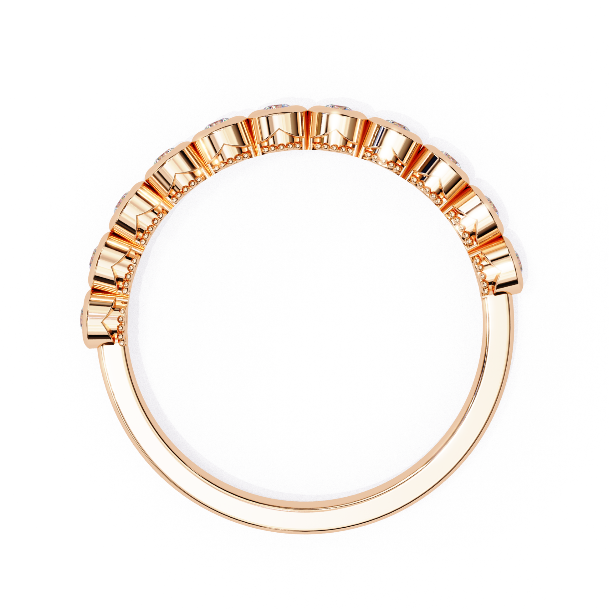 Rose gold bezel diamond band back view
Back side of rose gold bezel diamond ring
Rose gold diamond band rear view
Bezel set diamond band inner view
Rose gold ring back profile
Diamond bezel band inside view
Rose gold diamond band underside
Bezel diamond ring back angle
Rose gold band with bezel setting back
Diamond bezel band back design