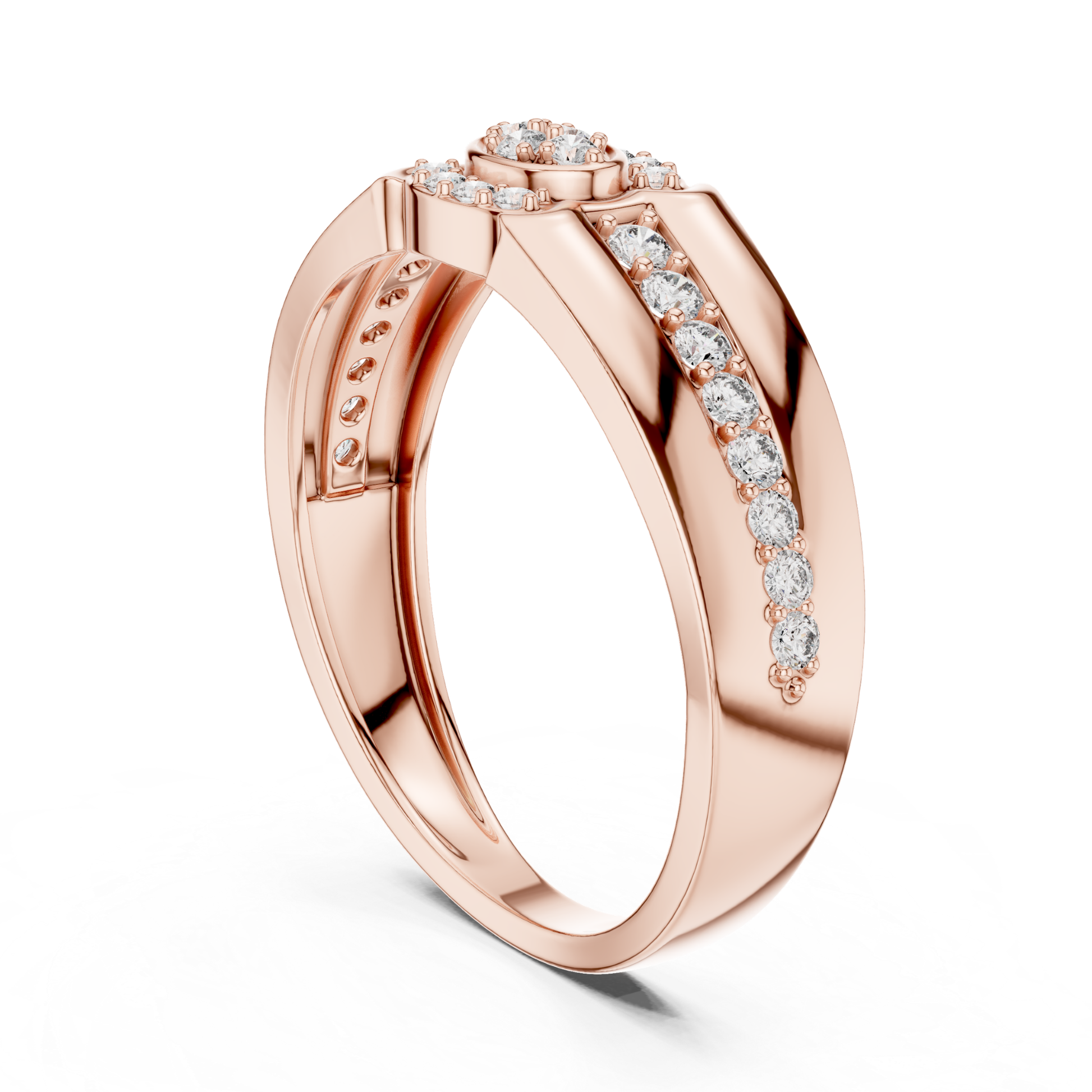 Side angle rose gold diamond cluster ring
Rose gold floral diamond ring profile view
Angled side view round diamond rose ring
Rose gold diamond halo ring perspective
Side profile rose gold cluster diamond ring
Rose gold diamond accent ring angled view
Three quarter view diamond rose ring
Rose gold floral halo ring side angle
Perspective view rose gold diamond band
Rose gold round diamond ring profile