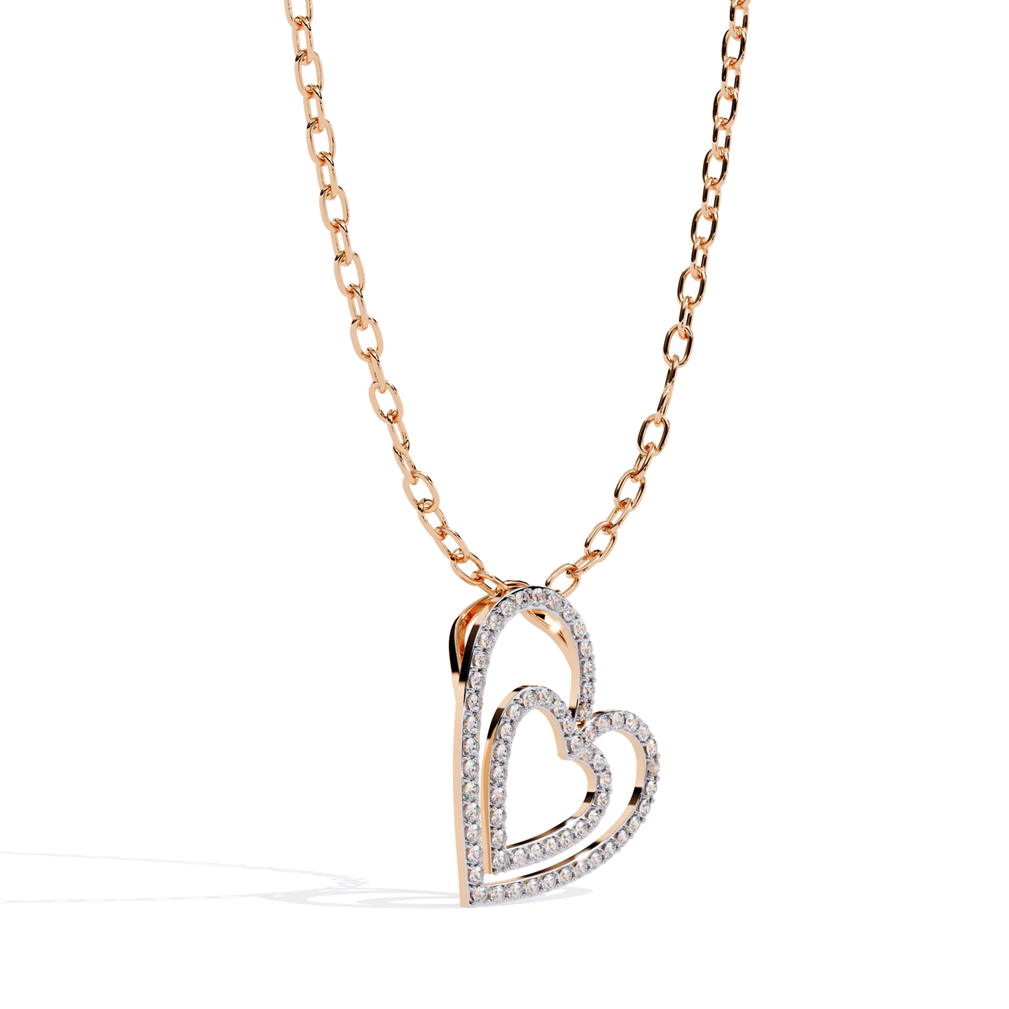 Rose gold double heart diamond pendant side angle
Side angle view of double heart diamond pendant
Rose gold open heart diamond pendant profile
Double heart pendant side profile in rose gold
Rose gold layered heart necklace side angle
Elegant double heart diamond pendant profile
Polished rose gold heart pendant side
Modern double heart necklace side perspective
Rose gold diamond heart pendant angle
Open heart diamond pendant side detail