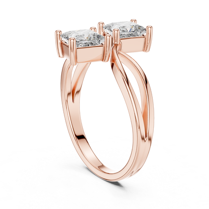 Rose gold double princess cut split shank ring side view
Side profile double princess diamond ring in rose gold
Rose gold split shank ring with twin princess diamonds
Double princess cut bypass ring in rose gold
Rose gold crossover ring with two princess diamonds
Modern rose gold double diamond split ring
Open split shank princess diamond ring in rose gold
Rose gold ring with dual princess cut diamonds
Elegant double princess diamond ring side profile
Rose gold bypass style princess diamond ring