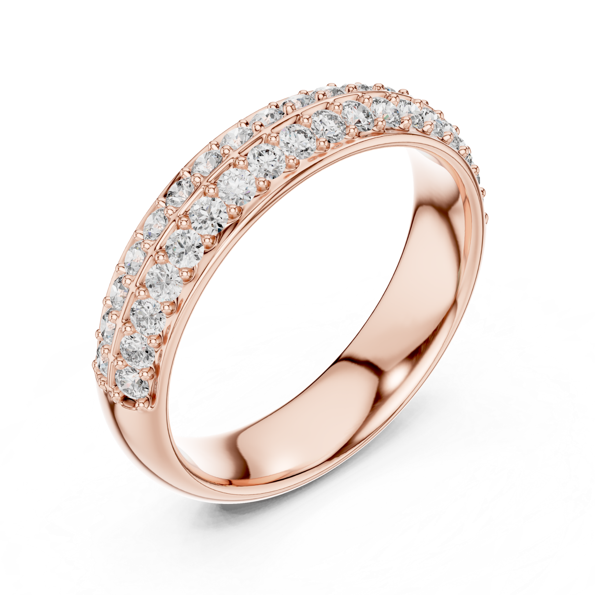 Angled view rose gold diamond pave ring design
Rose gold double row diamond ring angle view
Perspective view diamond pave band in rose gold
Rose gold diamond band angled display ring
Round diamond pave ring side angle view
Double row diamond band perspective view design
Rose gold diamond ring three quarter view
Angled rose gold pave diamond band style
Rose gold diamond ring diagonal view close up
Rose gold diamond pave ring tilted view