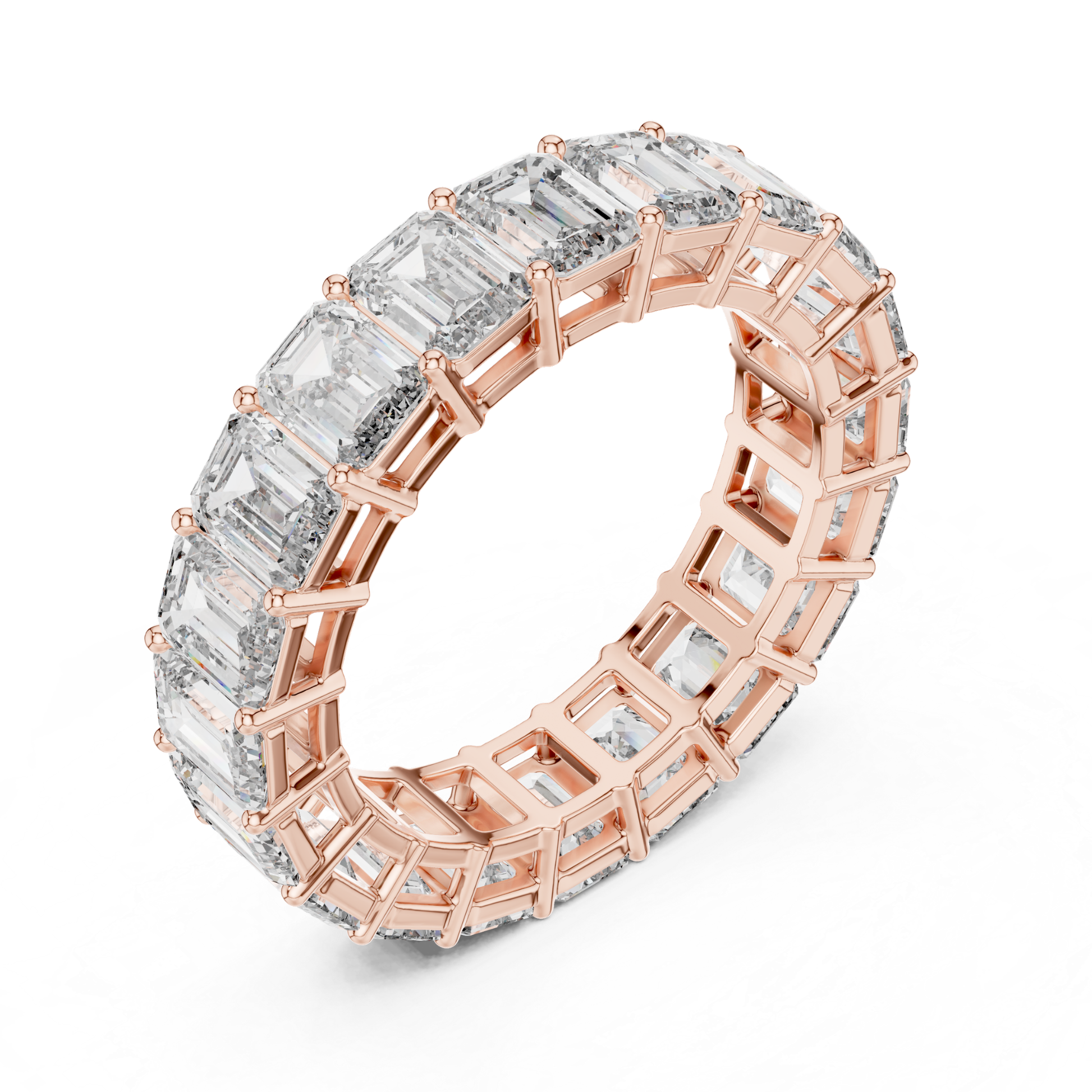 Emerald Cut Diamond Eternity Ring Angled View in Rose Gold
Rose Gold Emerald Diamond Eternity Band Side Angle
Emerald Cut Diamond Wedding Band Perspective View
Full Eternity Emerald Diamond Ring Angled Display
Emerald Diamond Band Ring Prong Set View
Rose Gold Emerald Cut Diamond Ring Side View
Emerald Diamond Eternity Band Diagonal Angle
Continuous Emerald Diamond Ring in Rose Gold
Emerald Cut Diamond Band Ring Angled Perspective
Rose Gold Full Eternity Diamond Ring Side Angle