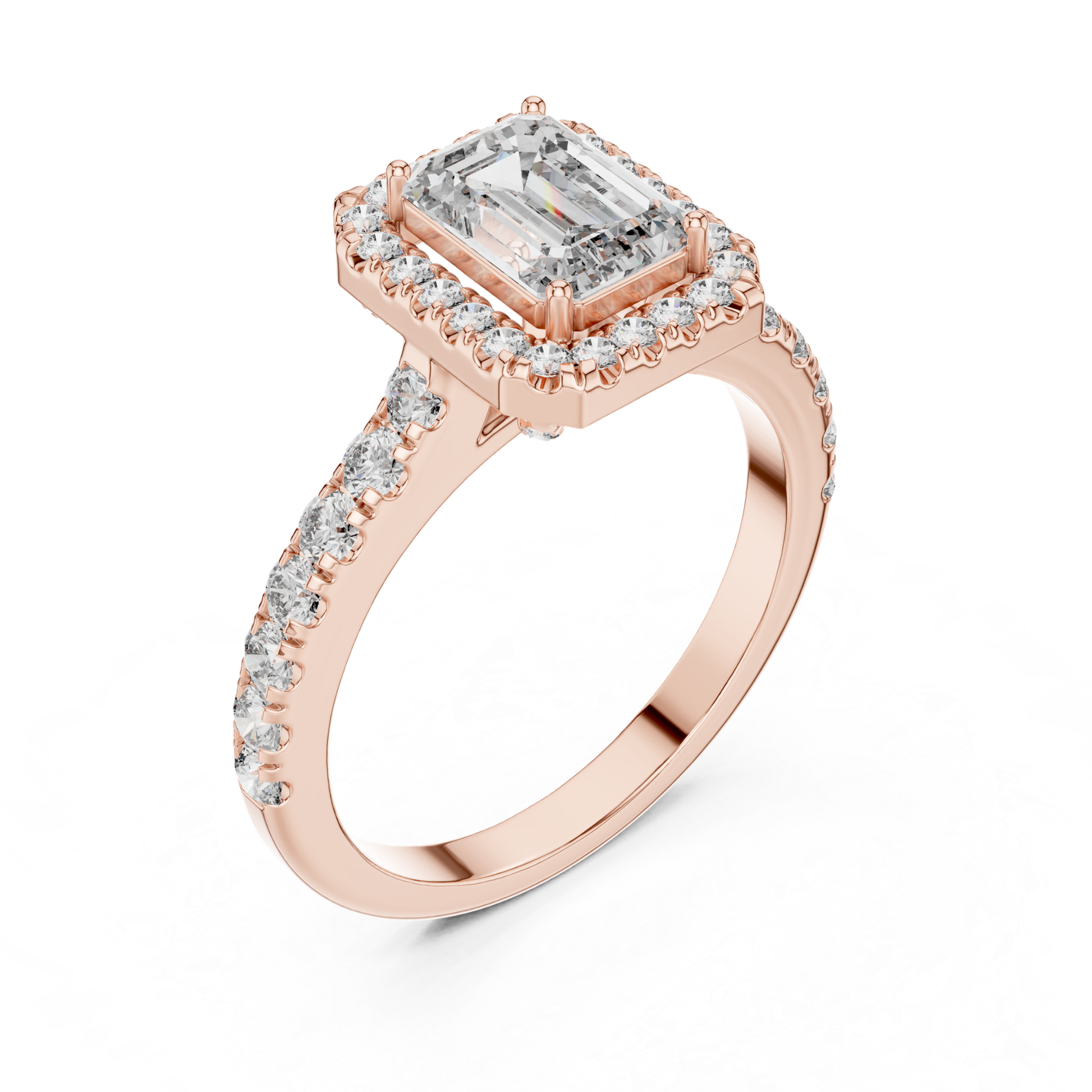 Rose gold emerald cut diamond halo ring angled view
Angled view of rose gold emerald cut diamond ring
Rose gold emerald cut halo diamond ring
Emerald cut diamond halo ring in rose gold
Rose gold halo ring with emerald cut diamond
Emerald cut engagement ring with rose gold band
Rose gold emerald cut diamond ring with halo
Angled rose gold rectangular cut diamond ring
Rose gold emerald cut diamond ring perspective
Rose gold emerald cut halo engagement ring