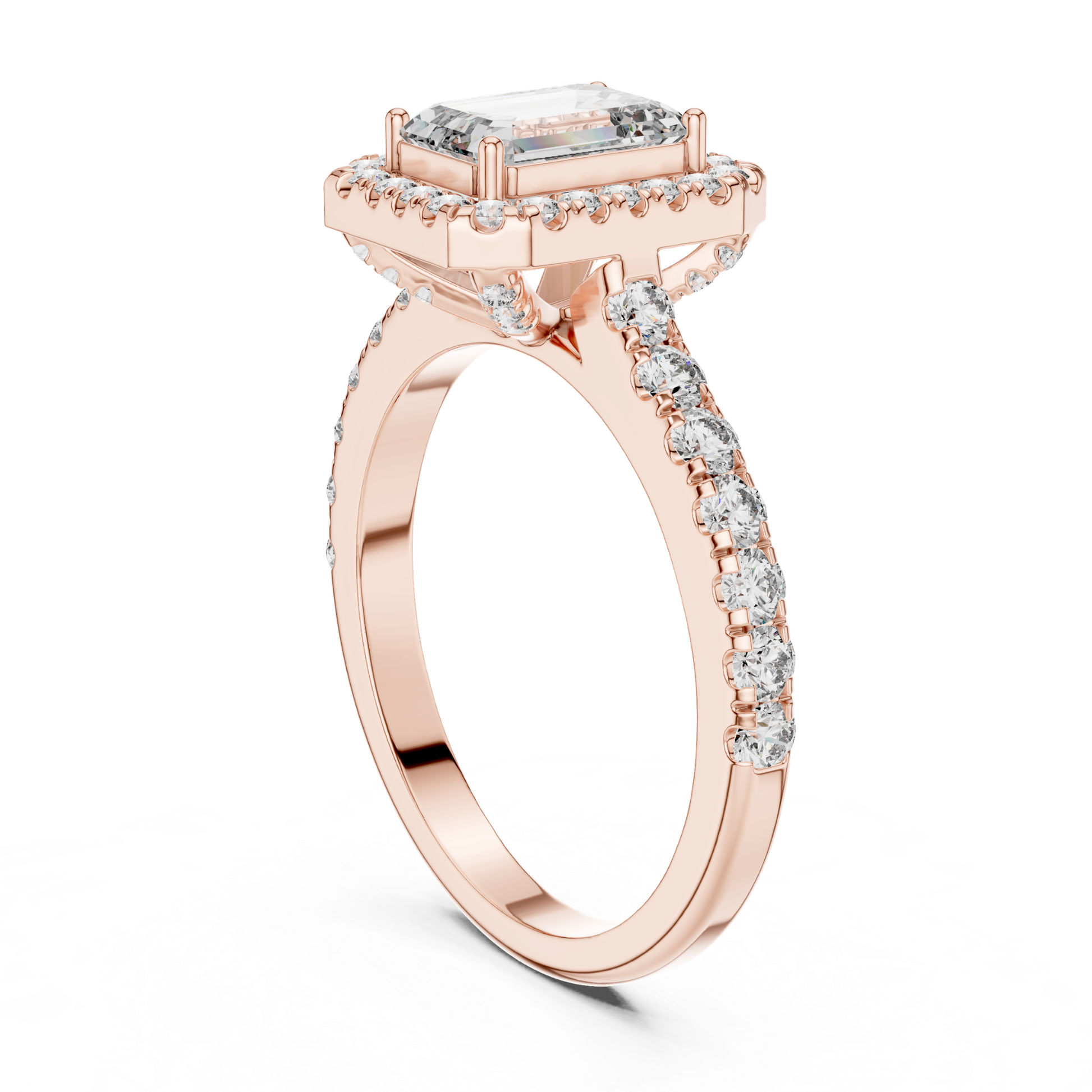 Rose gold emerald cut diamond halo ring gallery view
Gallery view of rose gold emerald cut diamond ring
Rose gold emerald cut halo ring side gallery
Emerald cut diamond halo ring gallery profile
Rose gold halo ring with emerald cut diamond gallery
Rose gold emerald cut diamond ring side setting
Emerald cut halo engagement ring gallery view
Rose gold emerald cut diamond ring profile angle
Rose gold diamond halo ring side structure
Rose gold emerald cut ring gallery detail