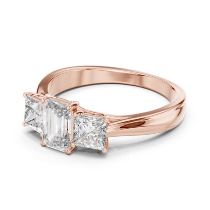 Rose gold emerald cut princess side diamond ring
Angled emerald cut princess side diamond ring
Rose gold emerald center diamond ring style
Emerald cut ring with princess side diamonds
Rose gold three stone diamond ring angle
Polished emerald cut diamond ring rose gold
Classic emerald cut princess diamond ring
Emerald center ring with princess side stones
Rose gold emerald cut bridal diamond ring
Minimal emerald cut three stone diamond ring