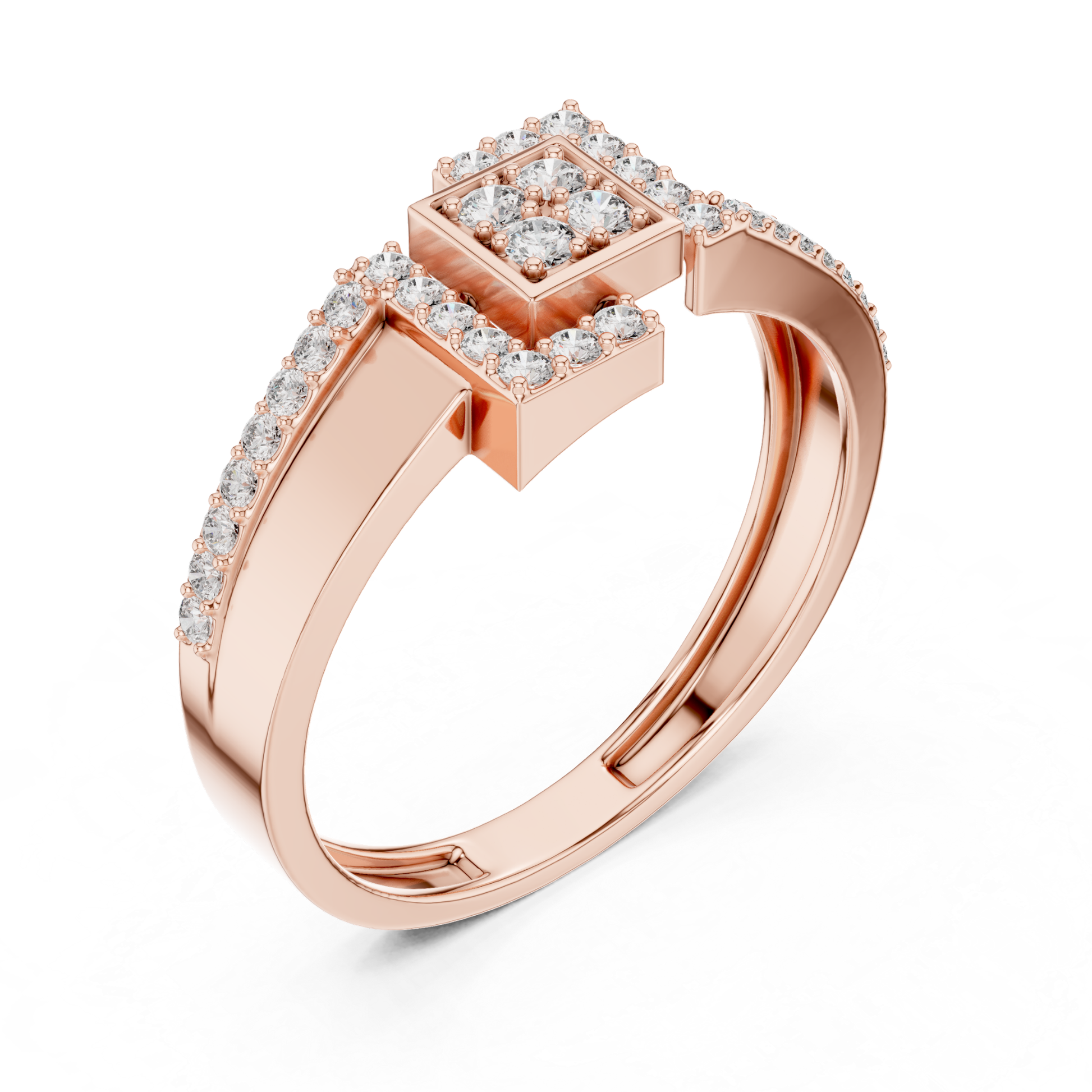 Rose gold geometric cluster diamond ring design
Modern rose gold pave diamond statement ring
Rose gold square halo diamond fashion ring
Contemporary rose gold geometric diamond band
Rose gold layered cluster diamond ring style
Luxury rose gold round diamond ring design
Rose gold abstract halo diamond band ring
Minimal rose gold geometric diamond ring style
Rose gold polished band with pave diamonds