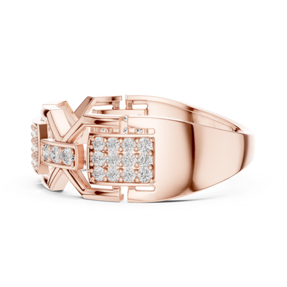 Rose gold geometric diamond band side profile
Side angle rose gold abstract diamond ring
Modern rose gold geometric statement band ring
Rose gold layered cluster diamond ring side
Contemporary rose gold architectural diamond ring
Rose gold open frame diamond band design
Luxury rose gold geometric fashion ring profile
Bold rose gold modern diamond ring side view
Rose gold polished geometric cluster band ring
Elegant rose gold statement diamond band side