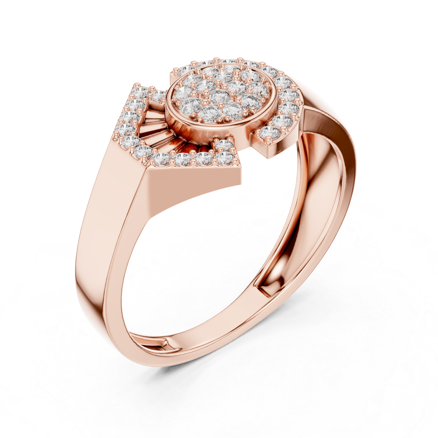 Rose gold geometric diamond cluster ring
Modern rose gold diamond statement ring
Abstract diamond rose gold fashion ring
Rose gold round cluster diamond ring
Contemporary geometric diamond rose ring
Bold rose gold diamond cocktail ring
Designer diamond rose gold ring style
Unique geometric diamond cluster rose ring
Rose gold artistic diamond statement ring
Modern abstract diamond rose gold ring