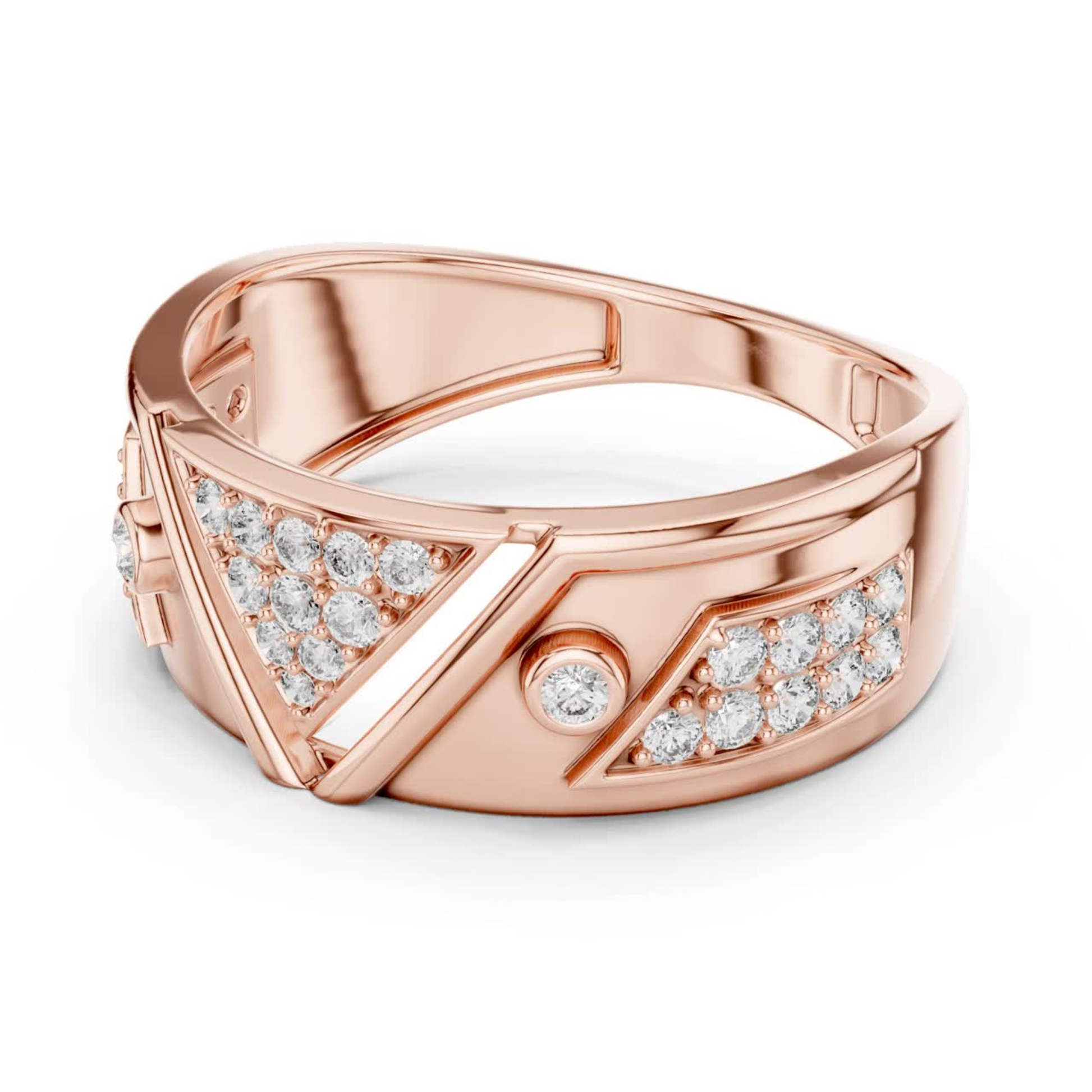 Rose gold geometric diamond ring back view
Rear side rose gold statement band ring
Rose gold wide geometric ring back profile
Modern rose gold abstract diamond ring rear
Rose gold polished band ring inner view
Contemporary rose gold geometric band profile
Rose gold luxury statement ring back angle
Bold rose gold fashion ring rear design
Rose gold architectural band ring side view
Rose gold modern geometric ring back profile