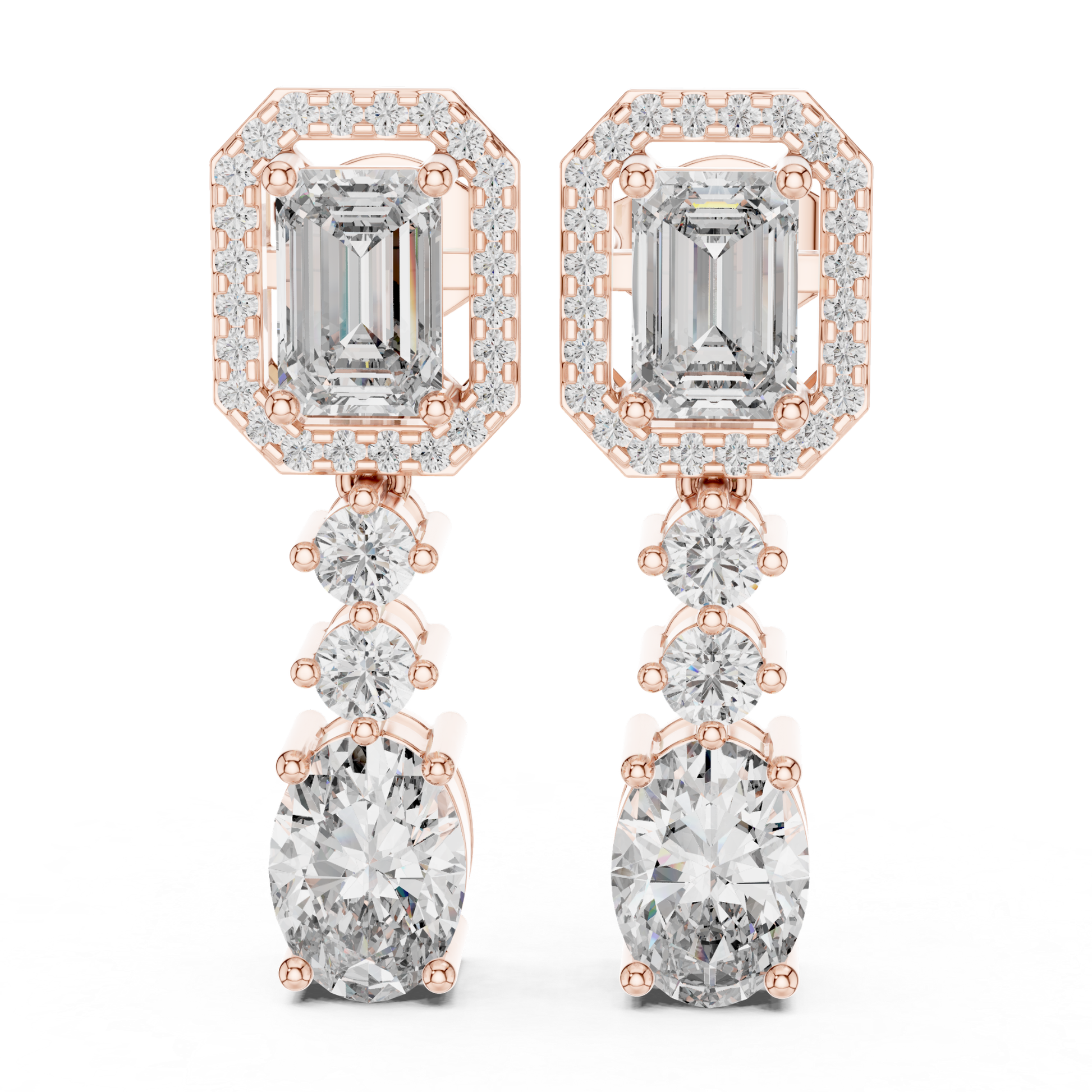 Geometric emerald and oval diamond drop earrings in rose gold
Rose gold emerald halo diamond dangle earrings
Oval diamond drop earrings with geometric halo top
Luxury rose gold diamond drop earrings for women
Emerald cut and oval diamond statement earrings
Rose gold multi stone diamond dangle earrings
Oval lab diamond earrings with emerald halo design
Elegant geometric diamond drop earrings in rose gold
Emerald cut halo top with oval diamond drops
Rose gold prong set diamond drop earrings