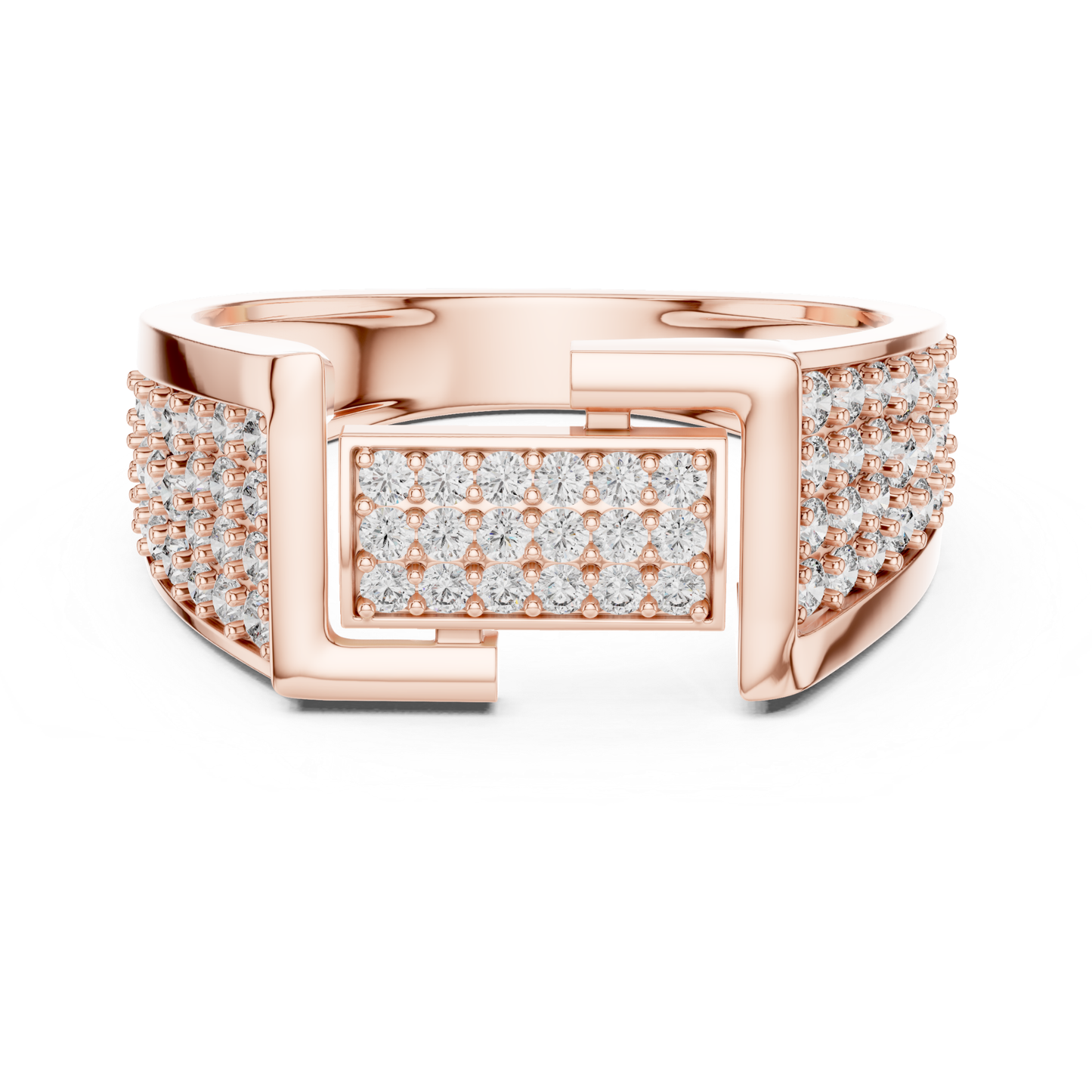 Rose gold geometric frame diamond ring
Round diamond rose gold statement band ring
Rose gold rectangular cluster diamond ring
Modern rose gold open frame diamond ring
Rose gold wide band pavé diamond ring
Contemporary geometric rose gold diamond band
Rose gold designer rectangular diamond ring
Bold rose gold diamond fashion ring
Rose gold architectural style diamond ring
Multi diamond rose gold geometric band ring
