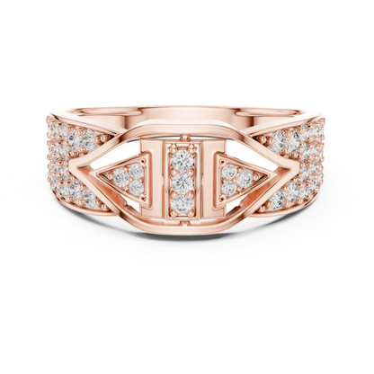 Rose gold geometric ring with round diamonds
Bold rose gold round diamond statement ring
Rose gold wide band ring with diamonds
Modern geometric rose gold diamond ring design
Round diamond rose gold fashion band ring
Rose gold luxury ring with round diamonds
Geometric diamond accented rose gold ring
Rose gold architectural style diamond ring
Round diamond cluster ring in rose gold
Rose gold designer ring with round diamonds