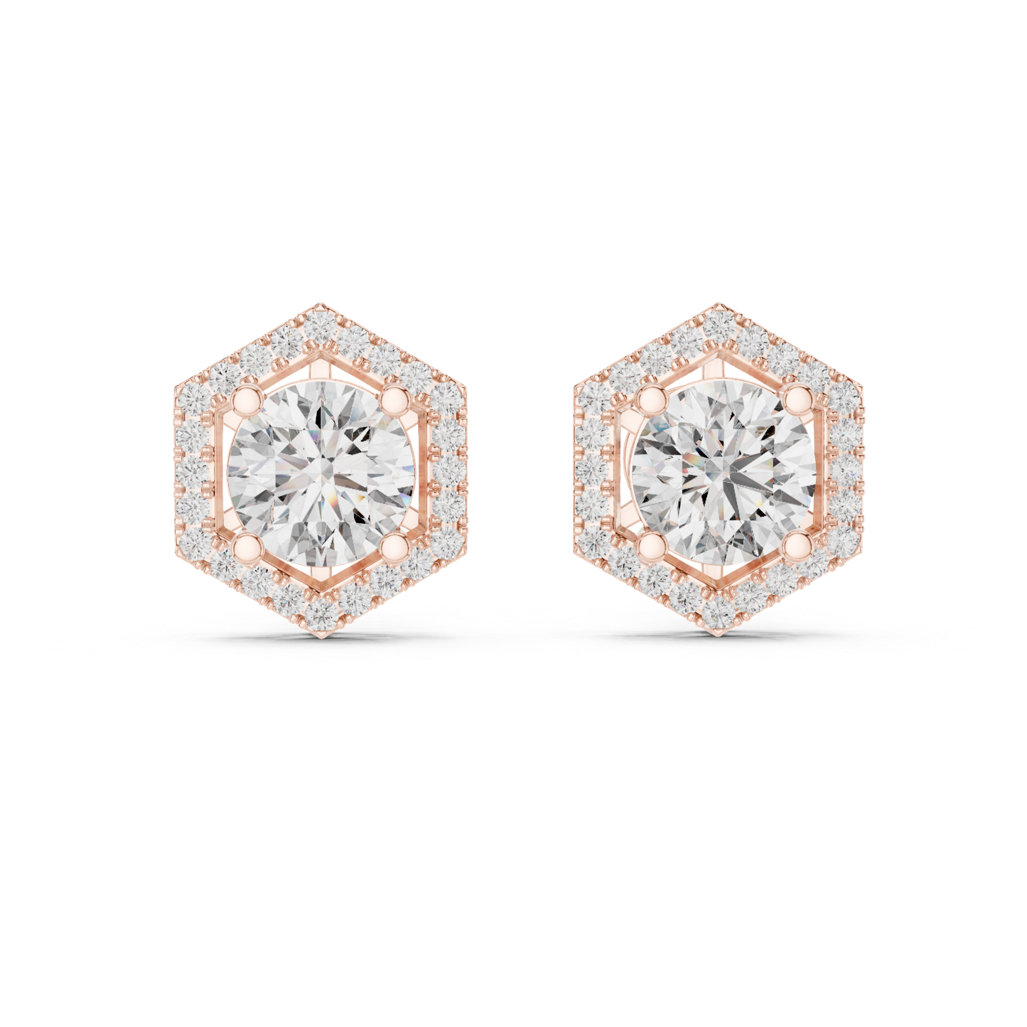 Rose gold hexagon halo round diamond stud earrings
Round diamond hexagon earrings in rose gold
Hexagon shaped diamond halo stud earrings
Rose gold round diamond geometric earrings
Halo diamond stud earrings with hexagon frame
Round center diamond hexagon earrings
Rose gold diamond stud earrings with halo design
Geometric diamond halo earrings in rose gold
Round diamond earrings with hexagon border
Hexagon diamond stud earrings with round center stone