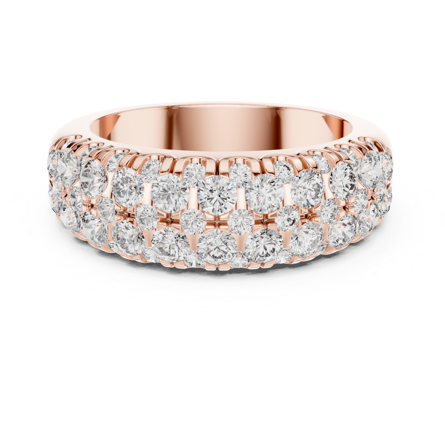 Rose gold round diamond multi row eternity band ring
Luxury rose gold diamond anniversary band with round stones
Wide rose gold wedding band with round brilliant diamonds
Triple row diamond eternity ring in rose gold
Round cut diamond band in rose gold
Rose gold Pave diamond eternity band for women
Elegant rose gold multi diamond wedding ring band
Thick rose gold diamond band with brilliant round diamonds
Modern rose gold eternity ring
Rose gold luxury diamond band ring with Pave setting