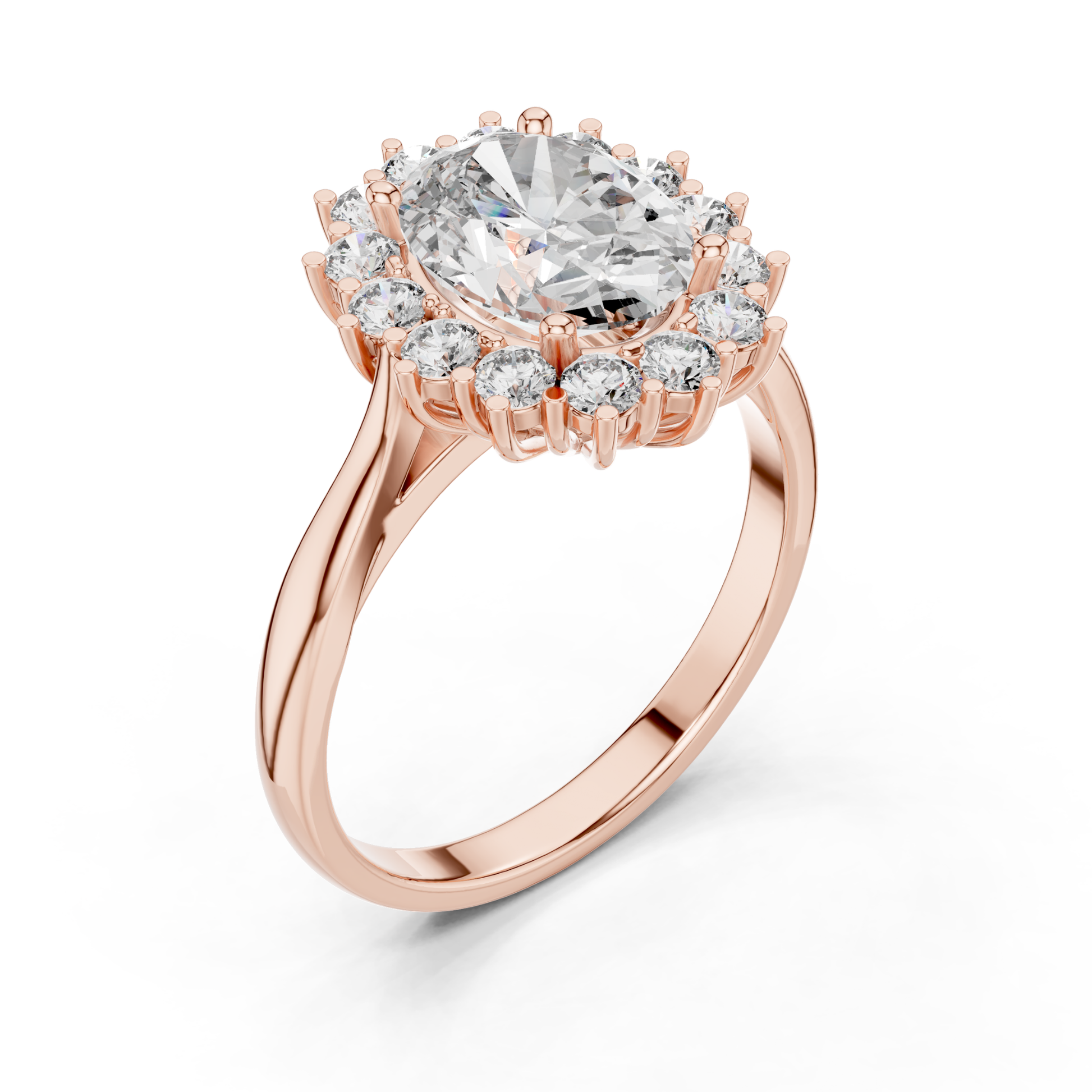 Rose gold oval diamond halo engagement ring
Oval cut diamond halo ring rose gold
Rose gold halo ring with oval center diamond
Classic oval halo diamond ring rose gold
Rose gold oval solitaire halo ring
Elegant oval diamond cluster halo ring
Rose gold prong set oval halo ring
Oval diamond engagement ring angled view
Rose gold floral halo diamond ring
Oval halo ring with split style shoulders