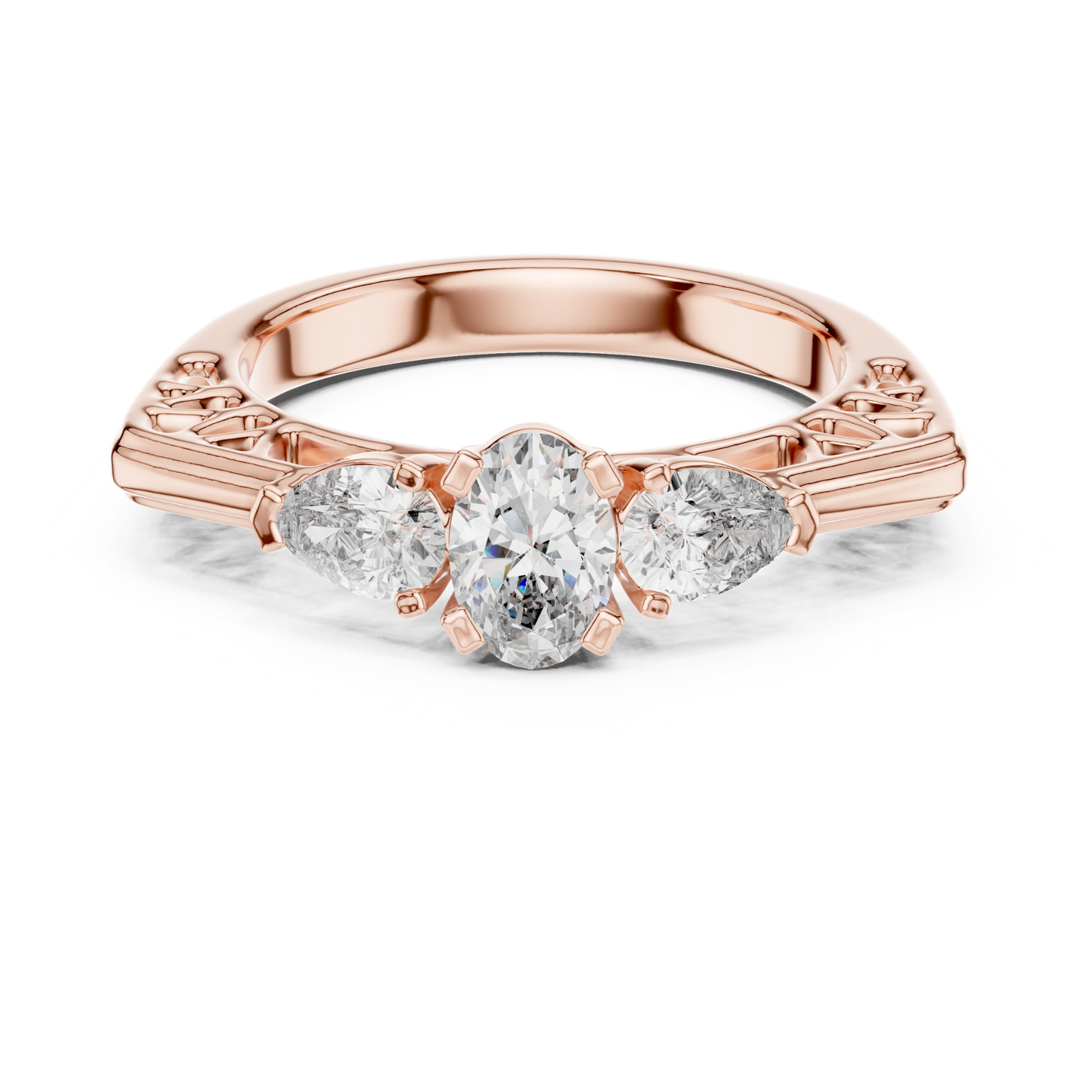 Rose gold oval cut diamond ring front view
Three stone oval cut diamond ring rose gold
Oval cut center diamond ring rose gold setting
Front view rose gold oval cut diamond ring
Rose gold ring with oval cut center stone
Side stone oval cut diamond ring rose gold
Rose gold oval cut engagement ring close view
Minimal three stone diamond ring rose gold
Rose gold oval diamond cut ring elegant design
Front angle oval cut diamond ring rose gold