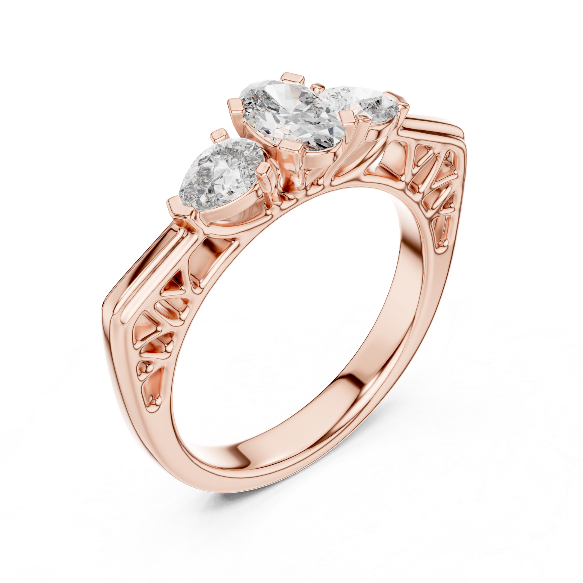 Rose gold oval cut diamond ring angled view
Three stone diamond ring rose gold front angle
Oval center diamond ring rose gold side angle
Rose gold engagement ring three stone design
Pear side diamond ring rose gold angled view
Oval cut diamond ring rose gold close angle
Rose gold ring with three stone setting view
Minimal oval cut diamond ring rose gold
Three stone diamond ring rose gold elegant design
Rose gold oval cut engagement ring angle view